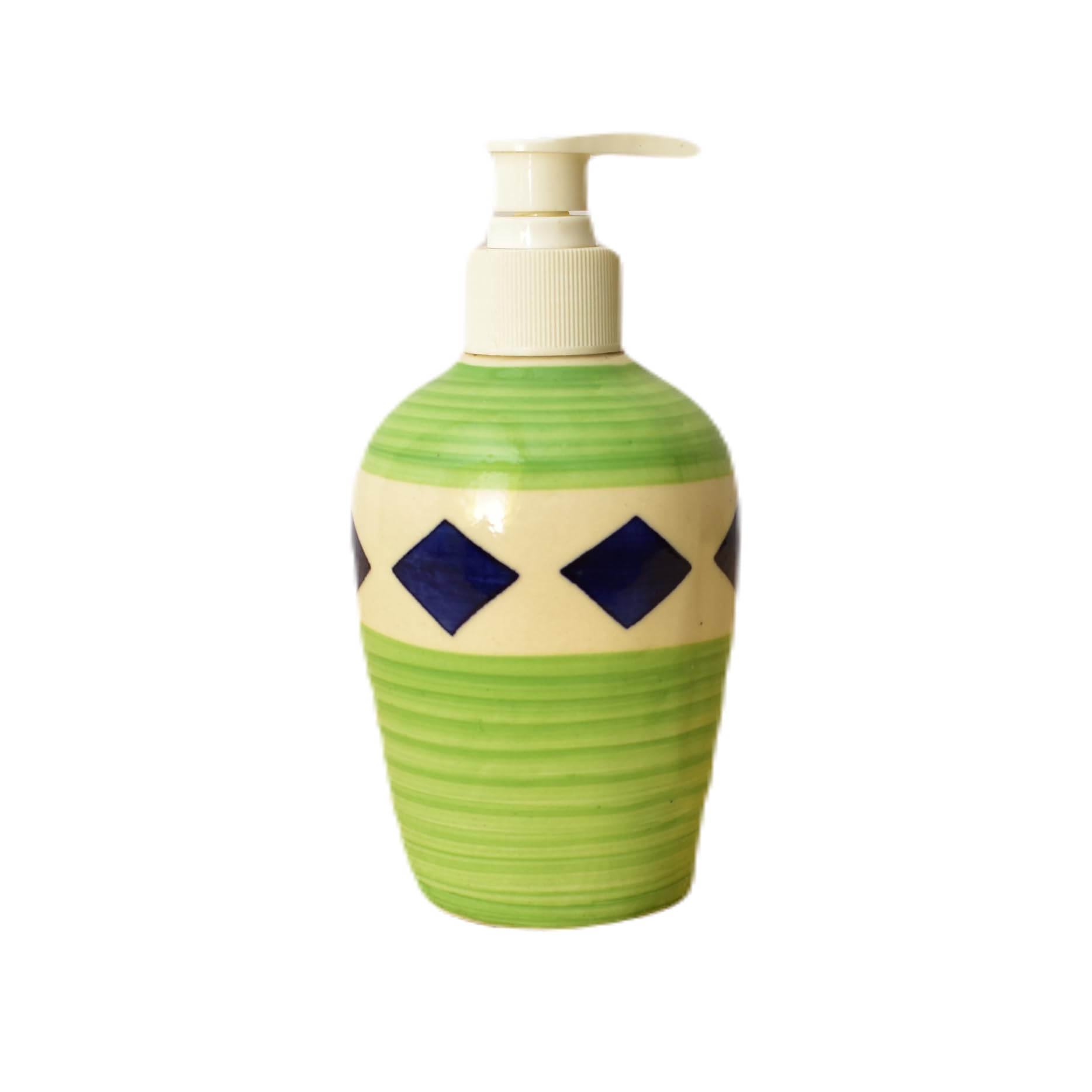 KunhaR Ceramic Long-Lasting Liquid Handwash Soap Dispenser for Bathroom | Handwash Bottle for Kitchen | Soap Dispenser for Wash Basin | Bathroom Accessories | 300 ml, Tan Green - Image 3