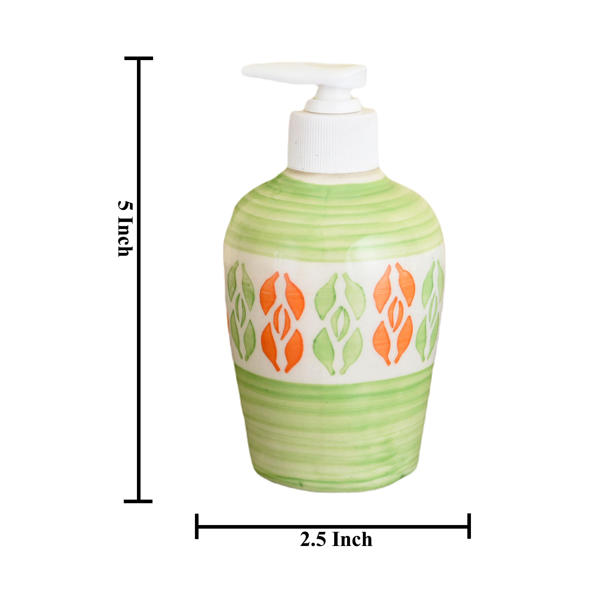 KunhaR Ceramic Long-Lasting Liquid Handwash Soap Dispenser for Bathroom | Handwash Bottle for Kitchen | Soap Dispenser for Wash Basin | Bathroom Accessories | 300 ml, Green Multicolor - Image 2