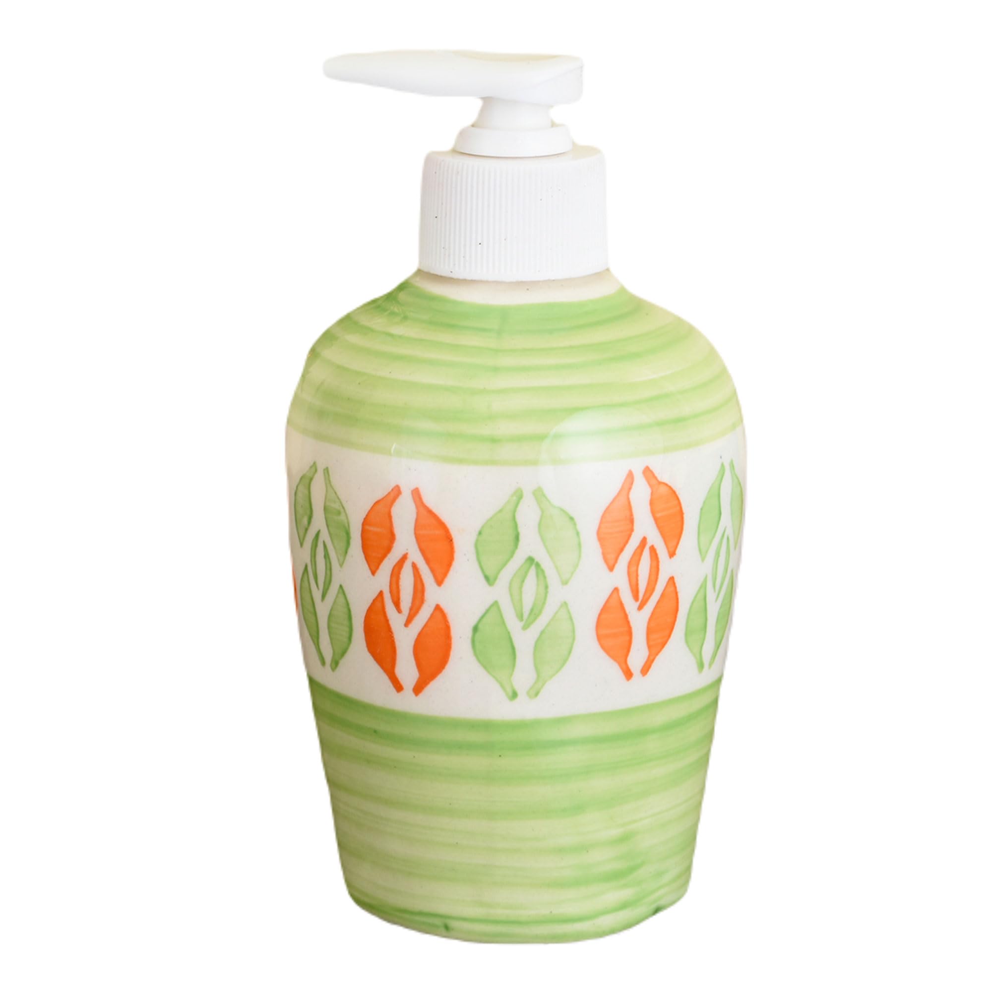 KunhaR Ceramic Long-Lasting Liquid Handwash Soap Dispenser for Bathroom | Handwash Bottle for Kitchen | Soap Dispenser for Wash Basin | Bathroom Accessories | 300 ml, Green Multicolor - Image 3