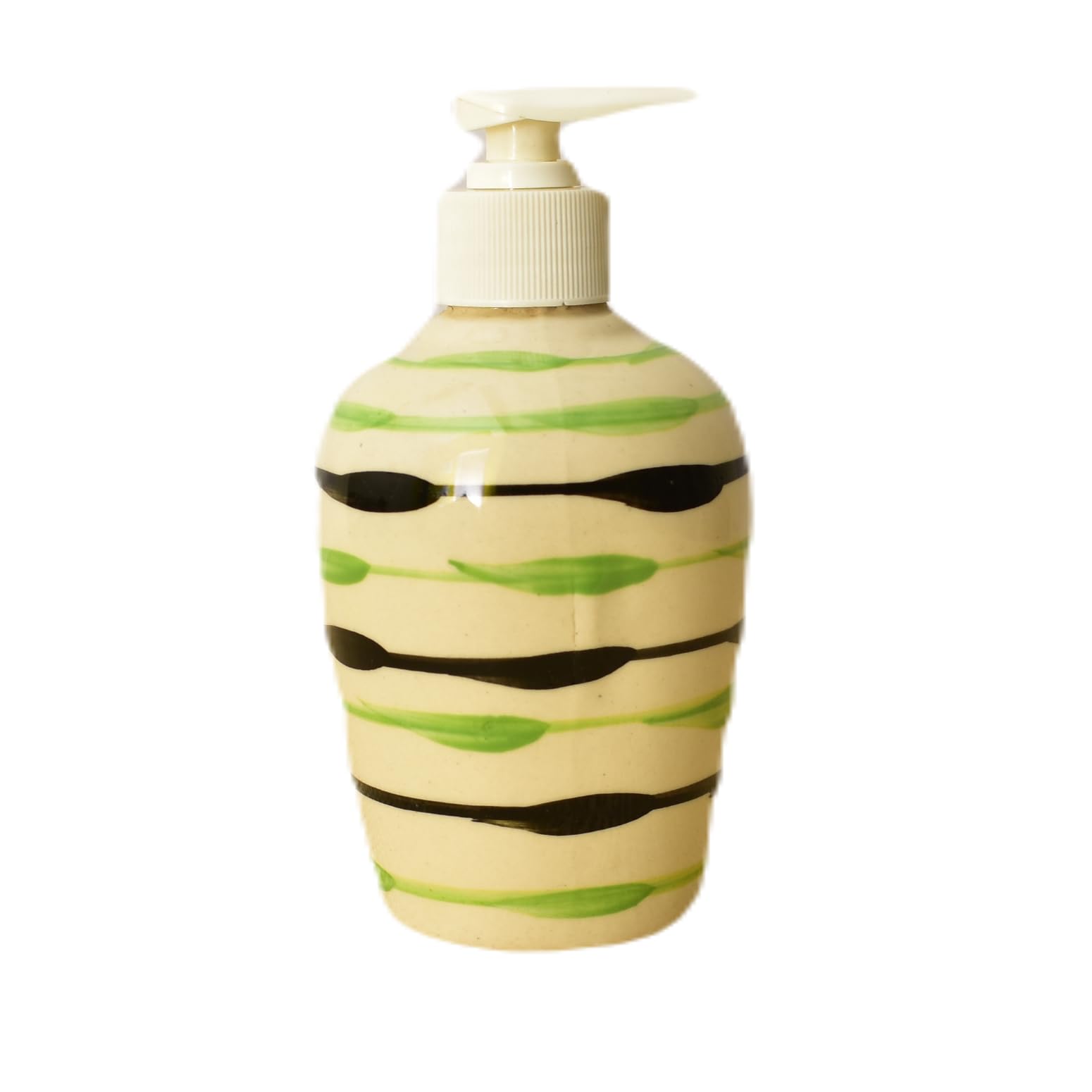 KunhaR Ceramic Long-Lasting Liquid Handwash Soap Dispenser for Bathroom | Handwash Bottle for Kitchen | Soap Dispenser for Wash Basin | Bathroom Accessories | 300 ml, Green Peas - Image 3