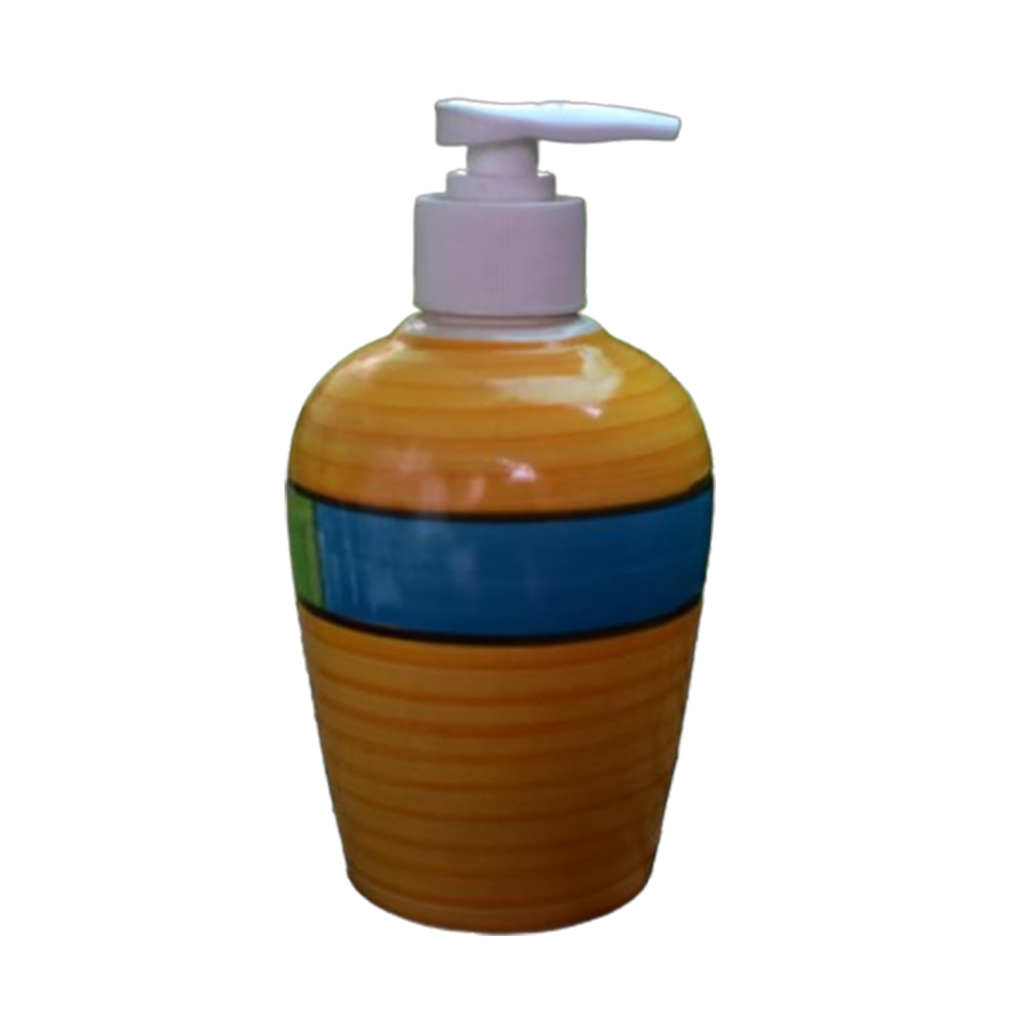 KunhaR Ceramic Long-Lasting Liquid Handwash Soap Dispenser for Bathroom | Handwash Bottle for Kitchen | Soap Dispenser for Wash Basin | Bathroom Accessories | 300 ml, Yellow Blue Green - Image 3