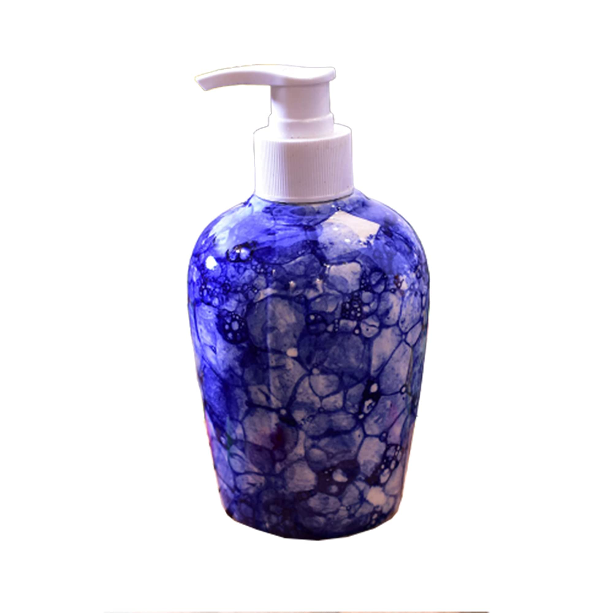 KunhaR Ceramic Liquid Soap Dispenser – Refillable Bathroom & Kitchen Lotion Pump | Stylish Countertop Dispenser for Soap, Shampoo, Gel Dispenser, Blue Luster - Image 3