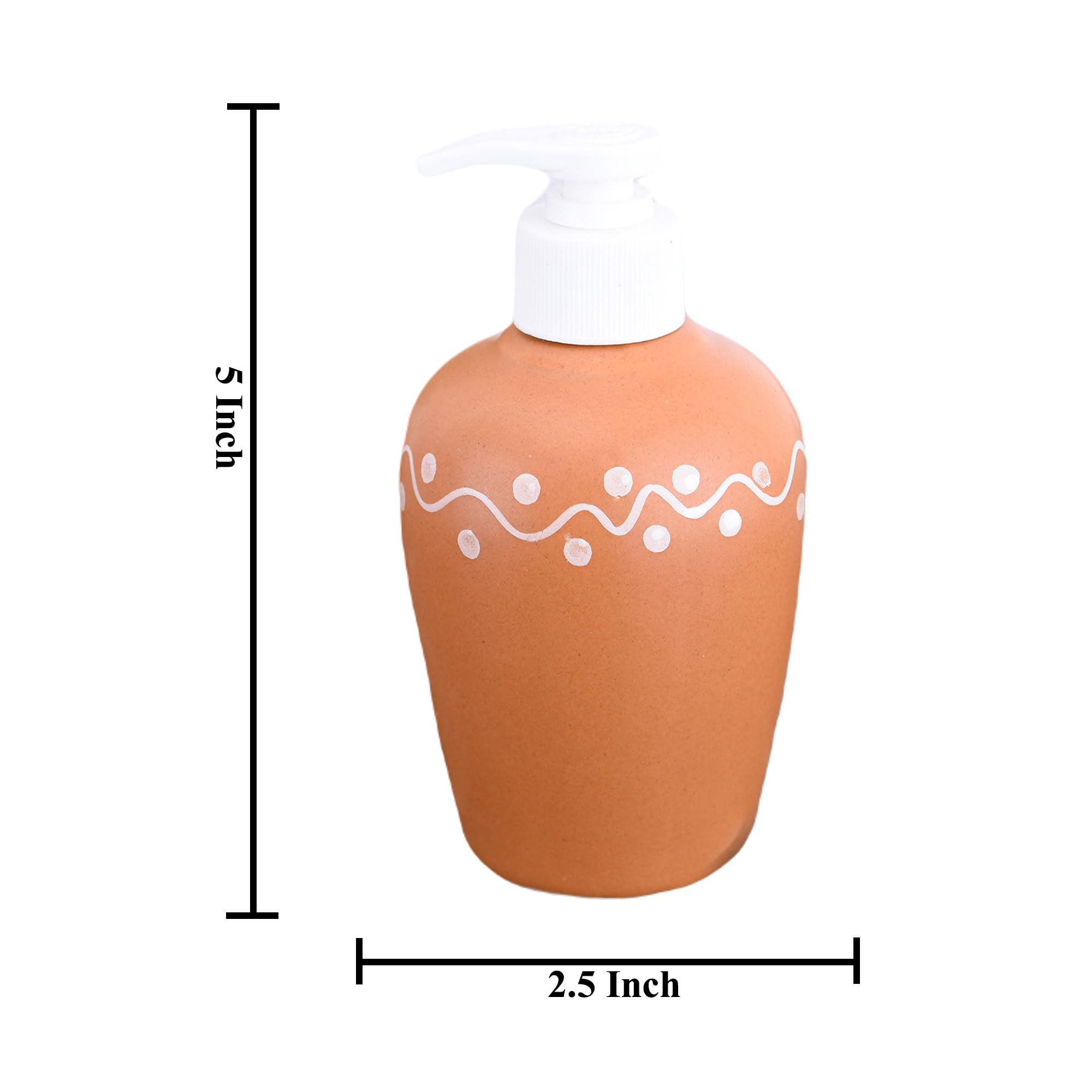 KunhaR Ceramic Long-Lasting Liquid Handwash Soap Dispenser for Bathroom | Handwash Bottle for Kitchen | Soap Dispenser for Wash Basin | Bathroom Accessories | 300 ml, Terracotta, 2 Pieces - Image 2