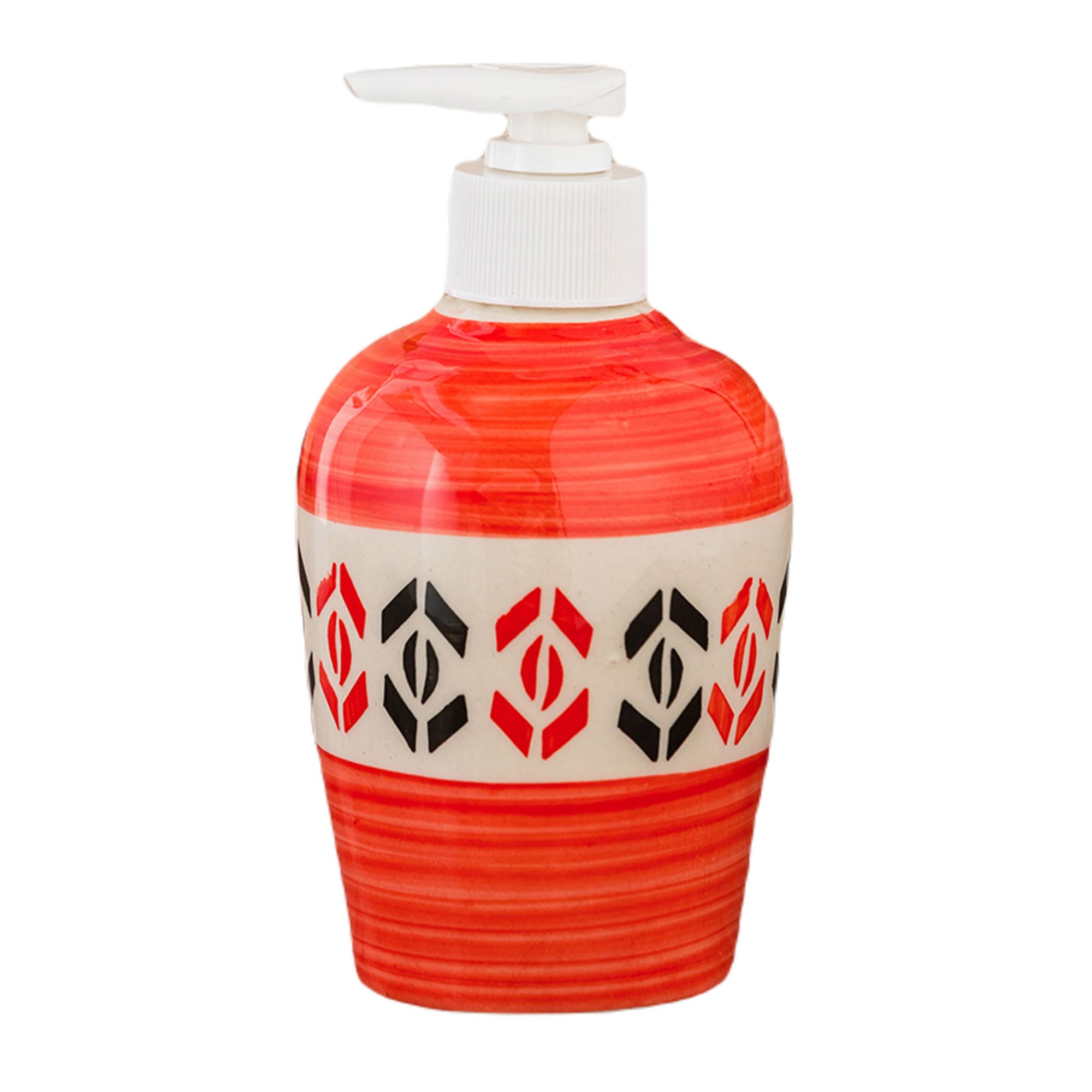 KunhaR Ceramic Long-Lasting Liquid Handwash Soap Dispenser for Bathroom | Handwash Bottle for Kitchen | Soap Dispenser for Wash Basin | Bathroom Accessories | 300 ml, Red Multicolor, 2 Pieces - Image 2
