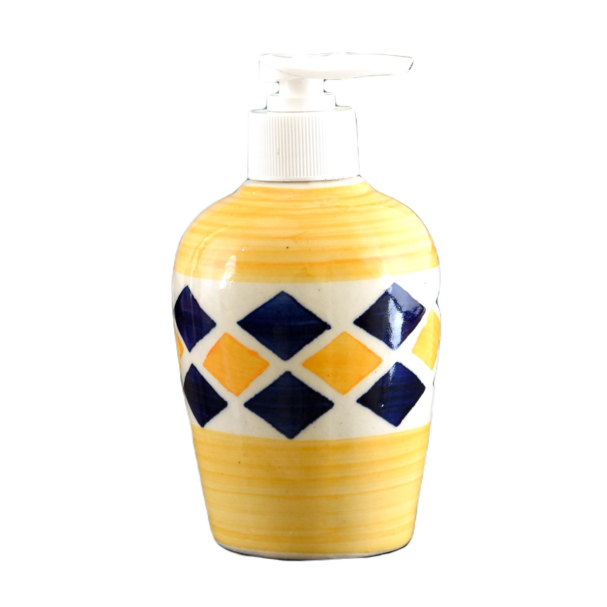 KunhaR Ceramic Long-Lasting Liquid Handwash Soap Dispenser for Bathroom | Handwash Bottle for Kitchen | Soap Dispenser for Wash Basin | Bathroom Accessories | 300 ml, Yellow Brick, 2 Pieces - Image 3
