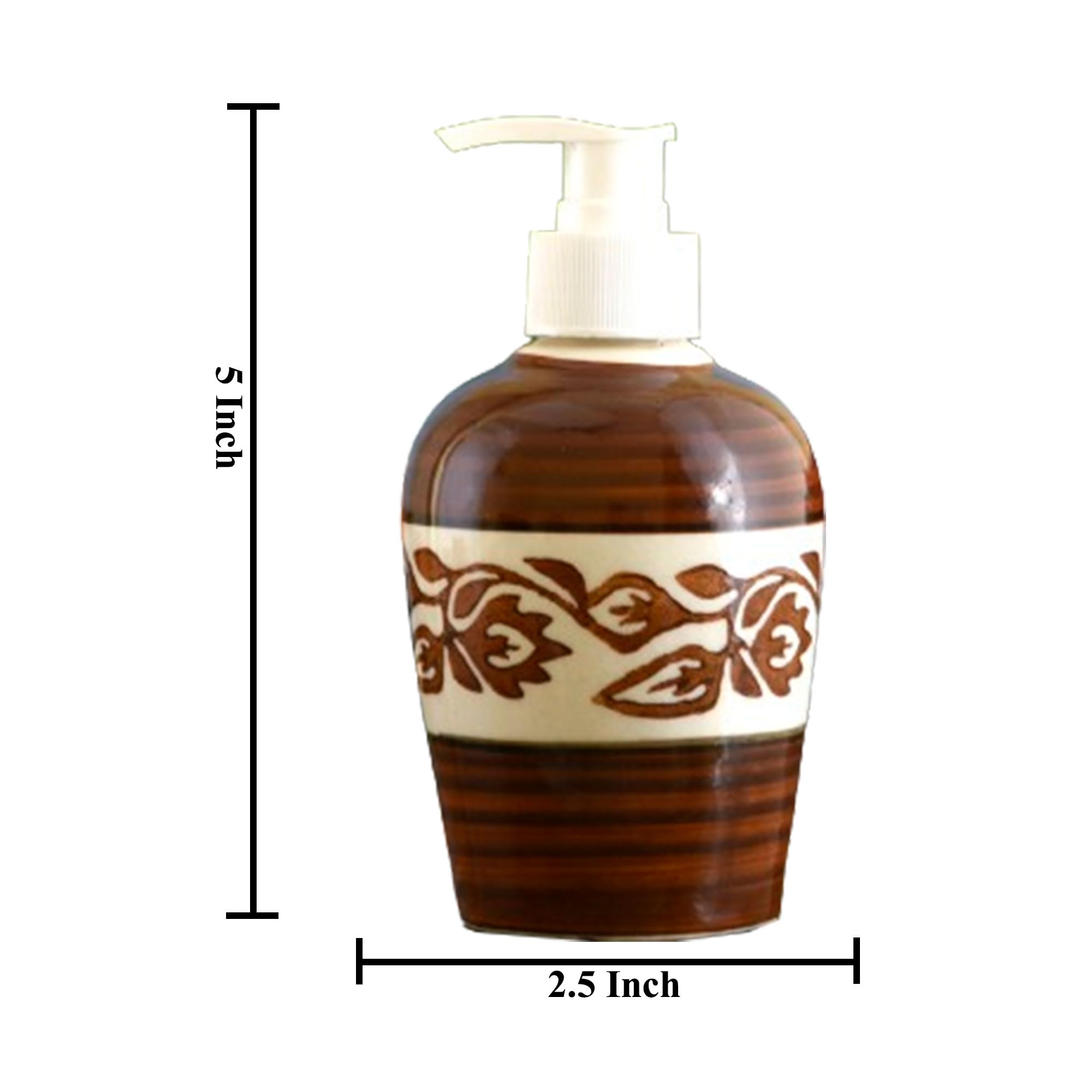 KunhaR Ceramic Long-Lasting Liquid Handwash Soap Dispenser for Bathroom | Handwash Bottle for Kitchen | Soap Dispenser for Wash Basin | Bathroom Accessories | 300 ml, Chocolate Vine, 2 Pieces - Image 2