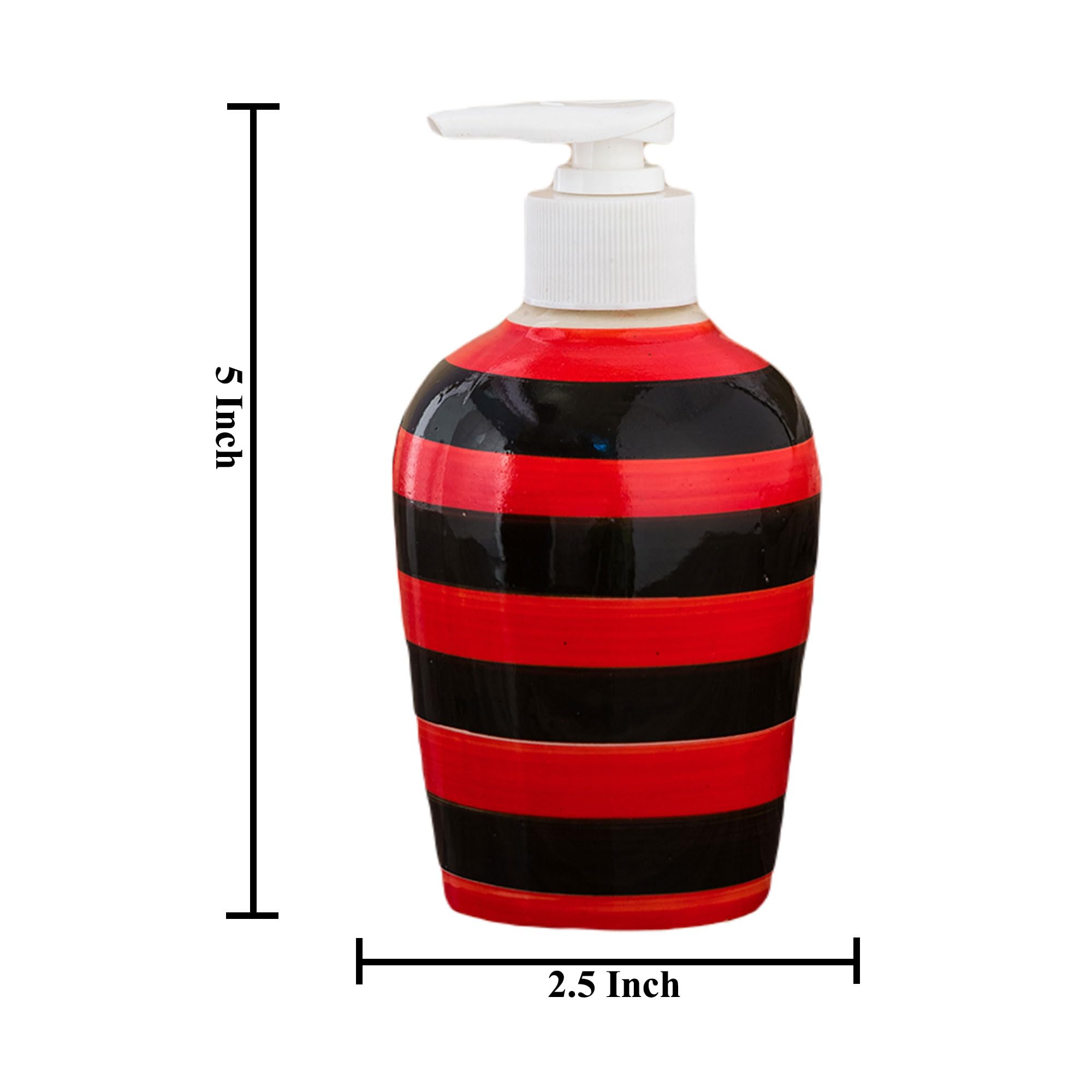 KunhaR Ceramic Long-Lasting Liquid Handwash Soap Dispenser for Bathroom | Handwash Bottle for Kitchen | Soap Dispenser for Wash Basin | Bathroom Accessories | 300 ml, Red Black, 2 Pieces - Image 2