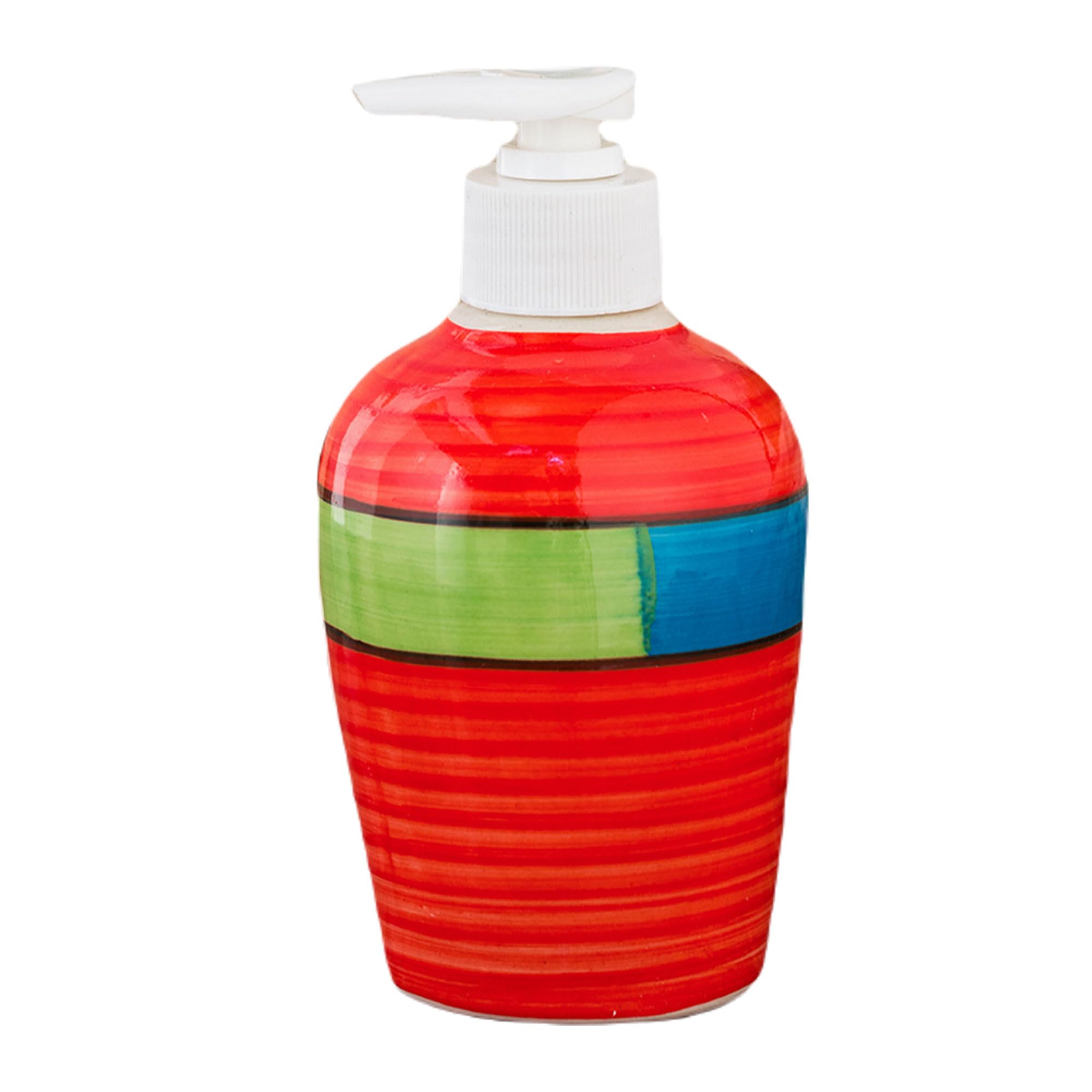 KunhaR Ceramic Long-Lasting Liquid Handwash Soap Dispenser for Bathroom | Handwash Bottle for Kitchen | Soap Dispenser for Wash Basin | Bathroom Accessories | 300 ml, Red Multicolor, 2 Pieces - Image 2