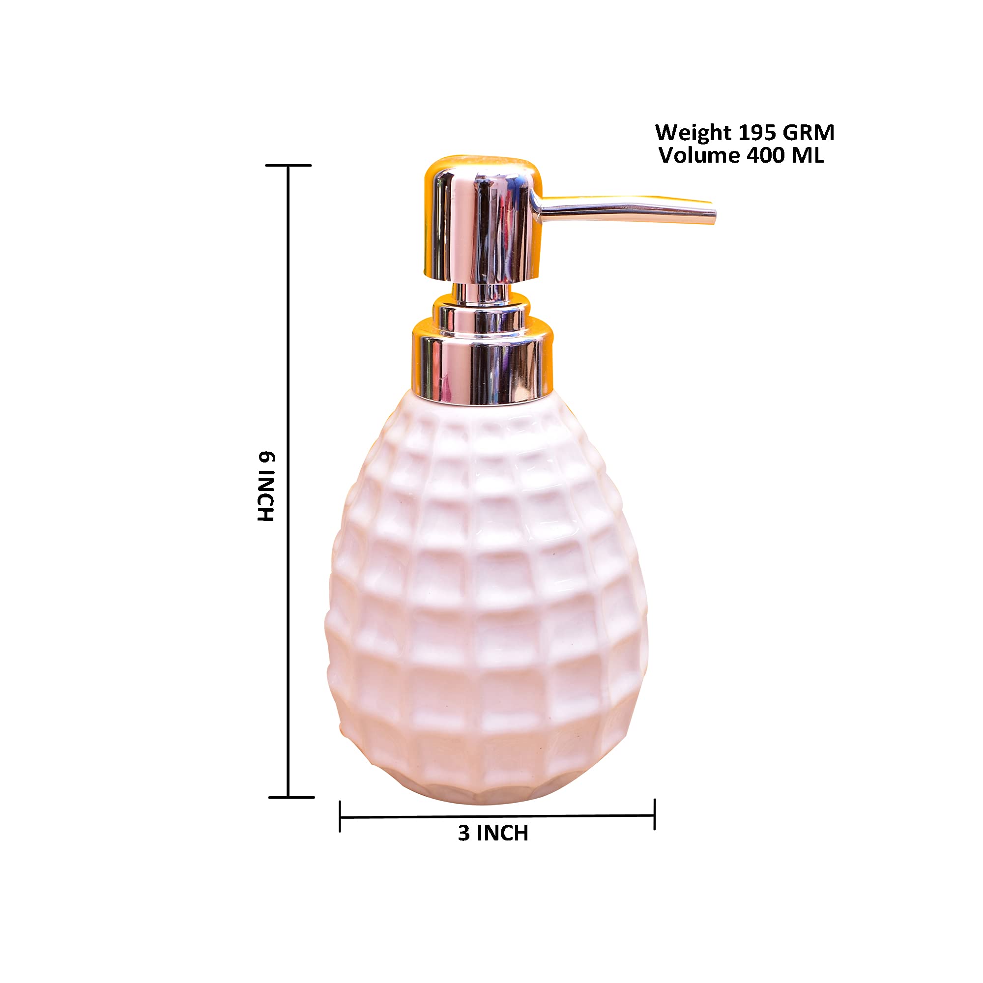 KunhaR Ceramic Liquid Soap Dispenser, 400 Ml, White - Image 3