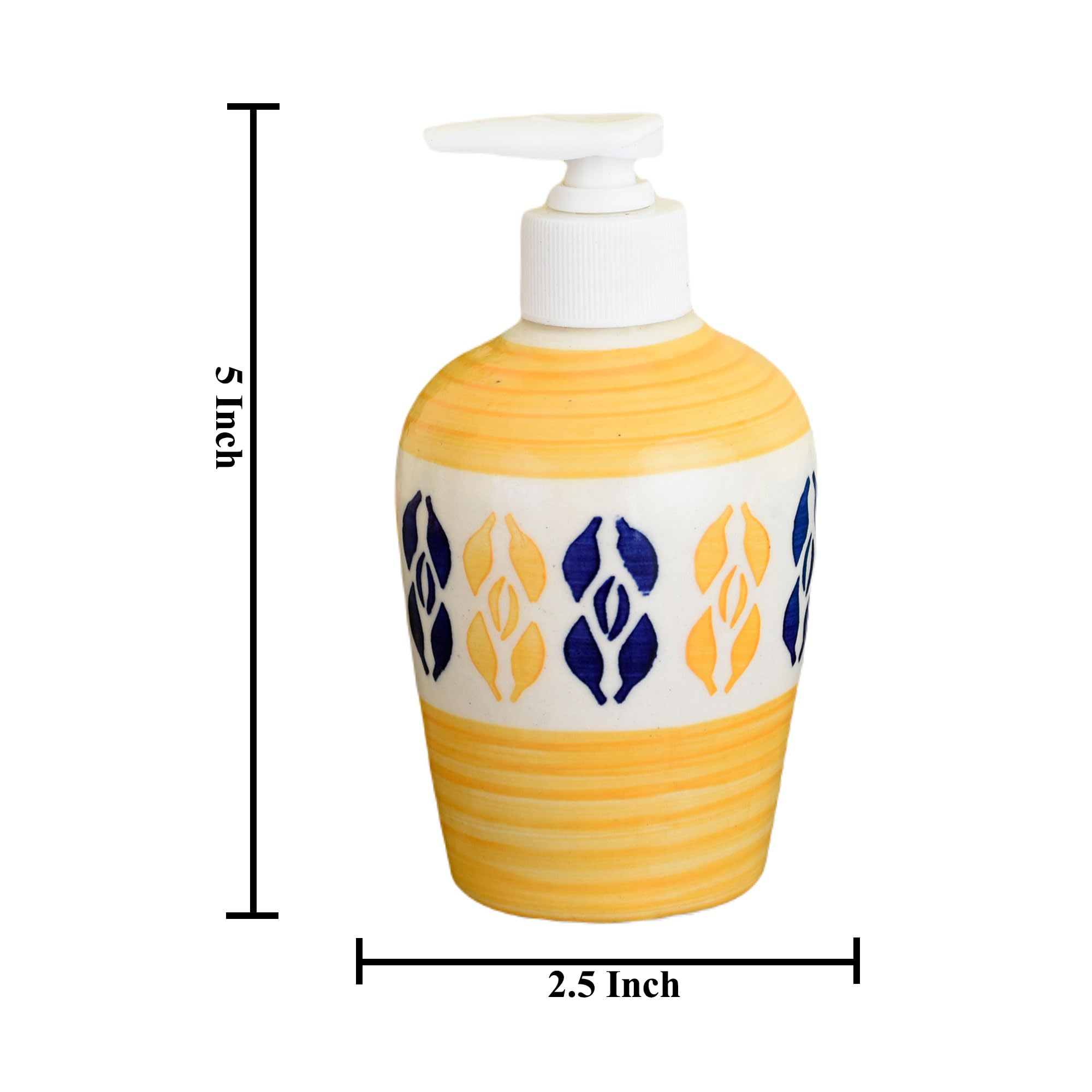 KunhaR Ceramic Long-Lasting Liquid Handwash Soap Dispenser for Bathroom | Handwash Bottle for Kitchen | Soap Dispenser for Wash Basin | Bathroom Accessories | 300 ml, Yellow Multicolor, 2 Pieces - Image 2