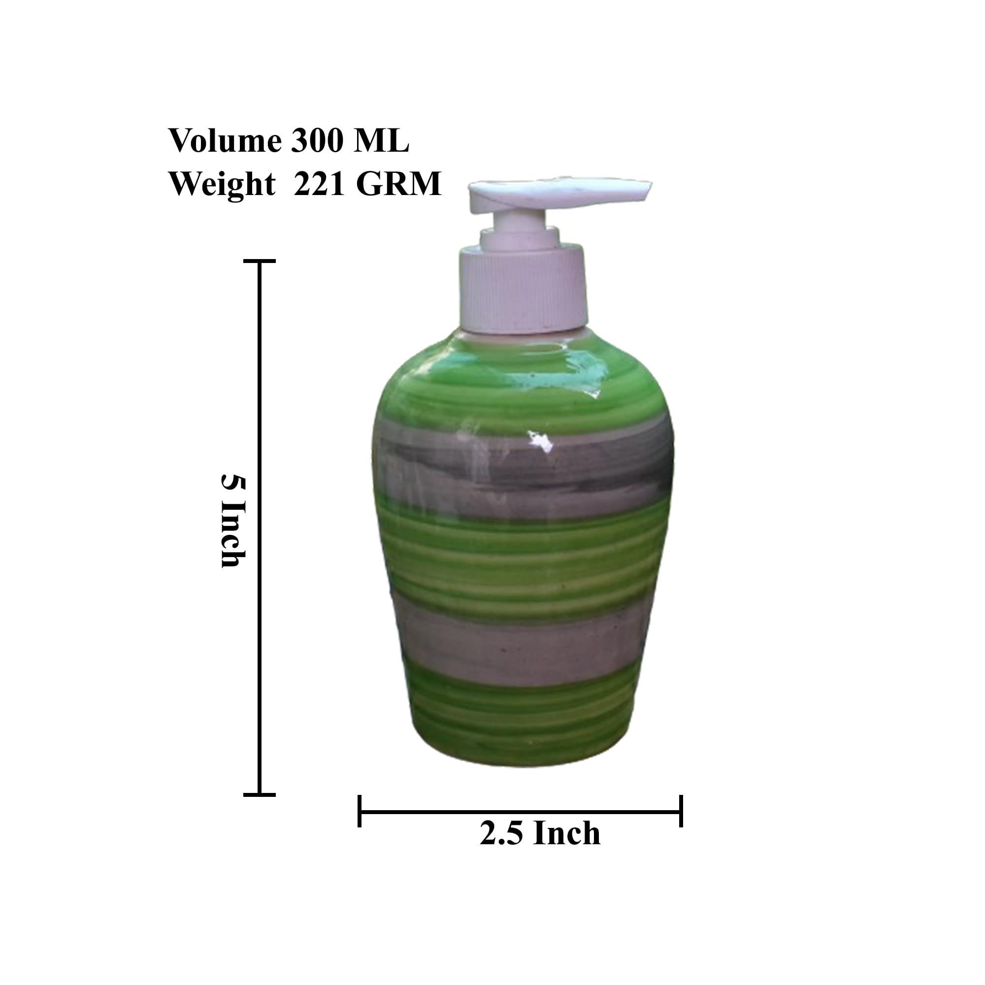 KunhaR Ceramic Long-Lasting Liquid Handwash Soap Dispenser for Bathroom | Handwash Bottle for Kitchen | Soap Dispenser for Wash Basin | Bathroom Accessories | 300 ml, Forest Green, 2 Pieces - Image 2