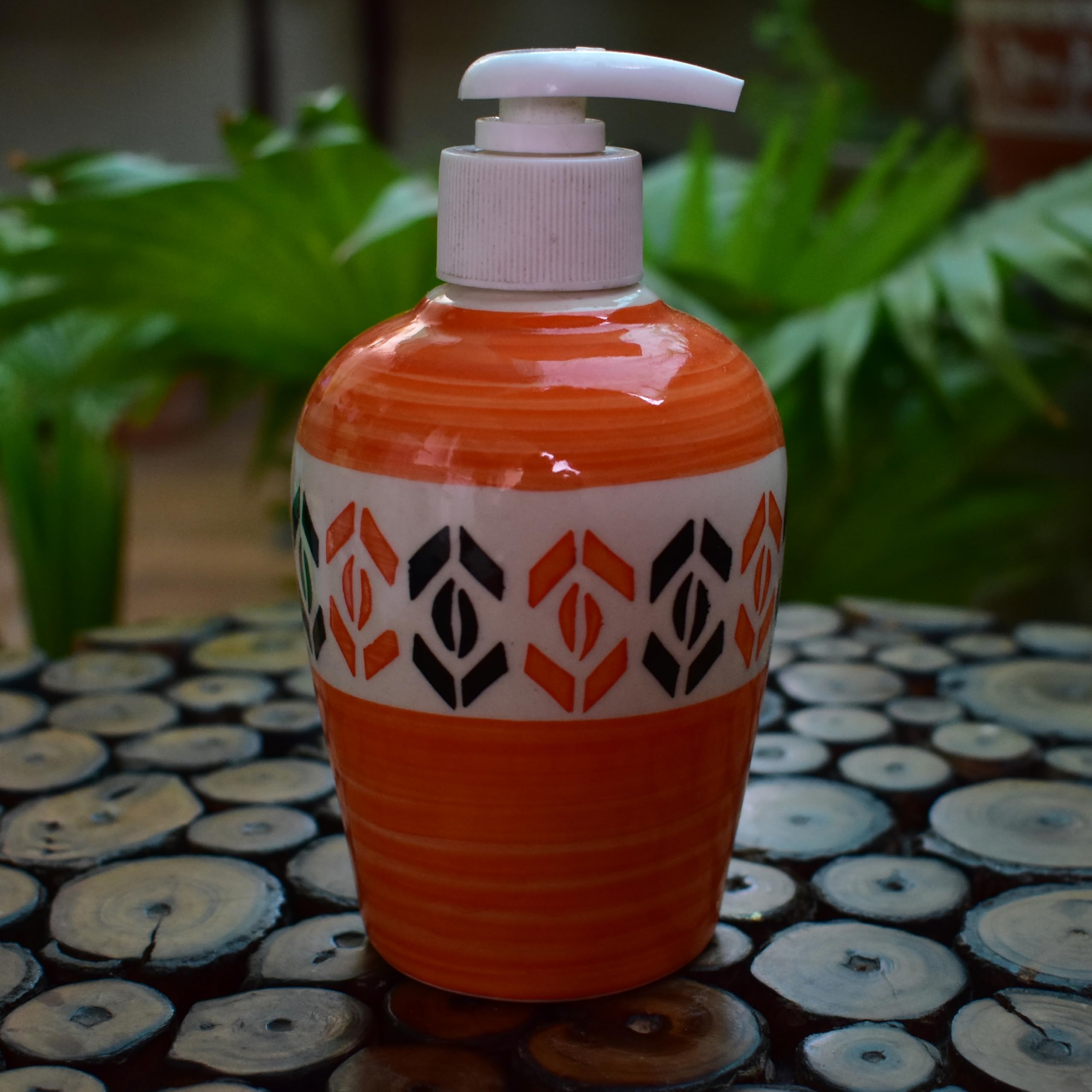 KunhaR Ceramic Long-Lasting Liquid Handwash Soap Dispenser for Bathroom | Handwash Bottle for Kitchen | Soap Dispenser for Wash Basin | Bathroom Accessories | 300 ml, Dusty Orange, 2 Pieces
