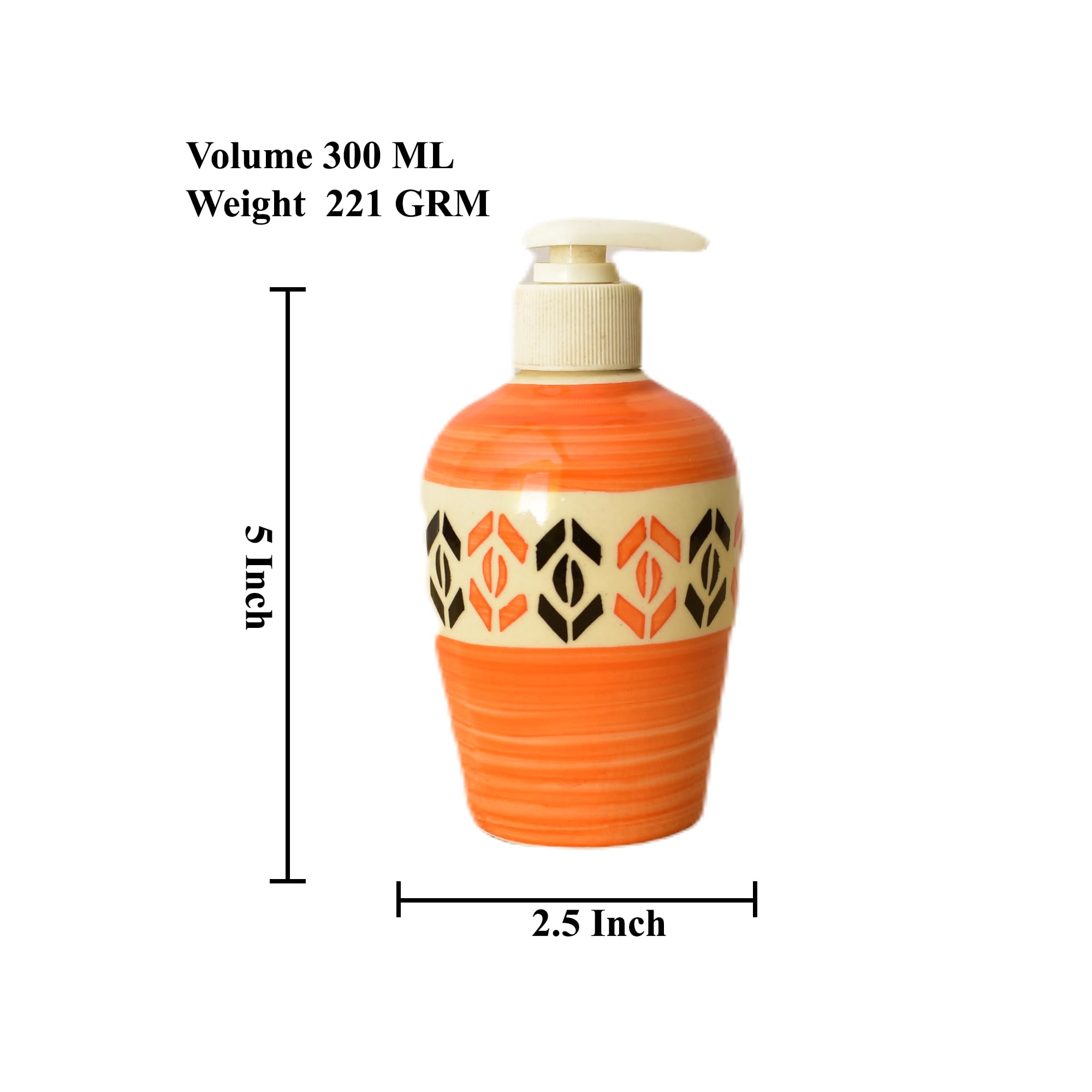 KunhaR Ceramic Long-Lasting Liquid Handwash Soap Dispenser for Bathroom | Handwash Bottle for Kitchen | Soap Dispenser for Wash Basin | Bathroom Accessories | 300 ml, Dusty Orange, 2 Pieces - Image 2