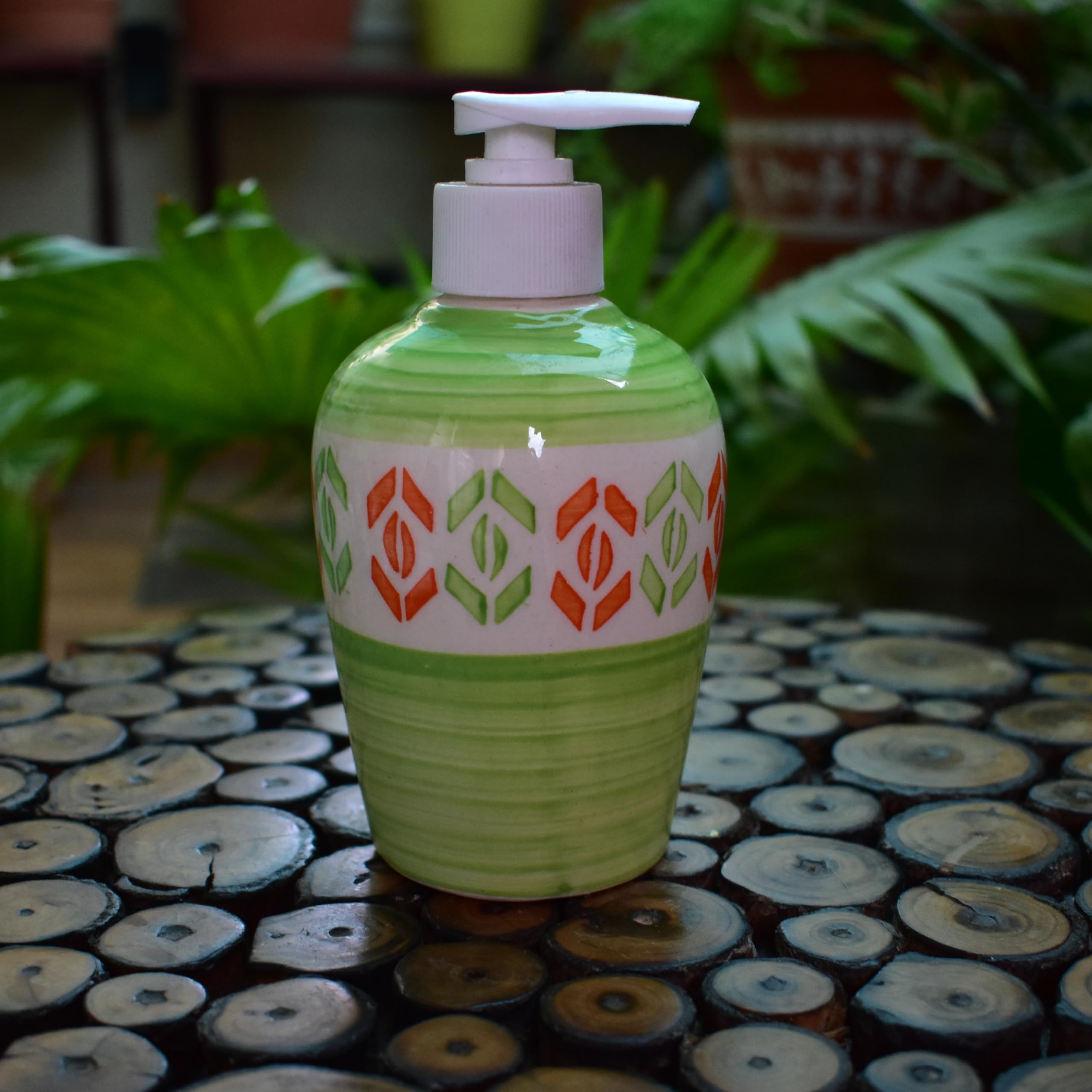 KunhaR Ceramic Long-Lasting Liquid Handwash Soap Dispenser for Bathroom | Handwash Bottle for Kitchen | Soap Dispenser for Wash Basin | Bathroom Accessories | 300 ml, Drab Green, 2 Pieces