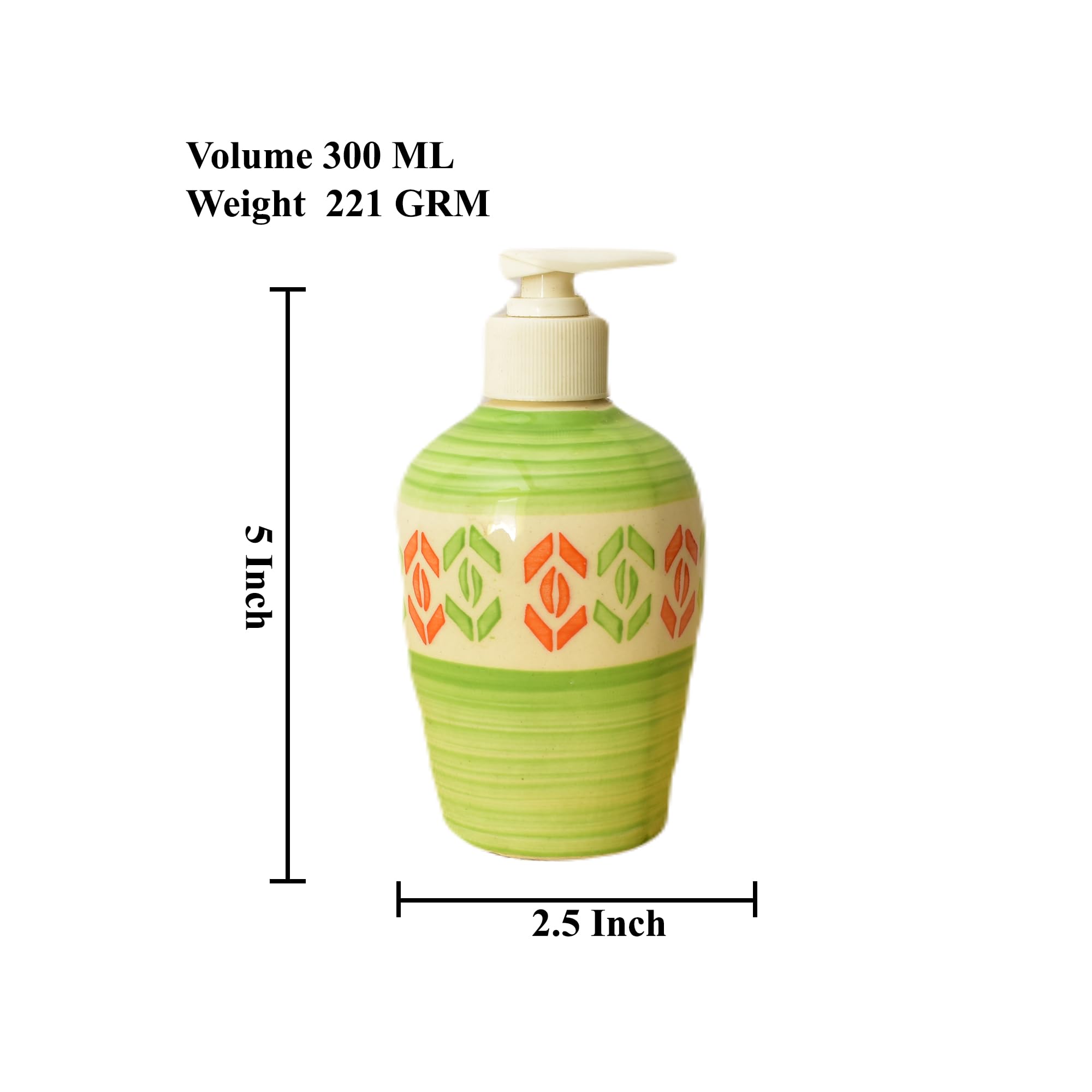 KunhaR Ceramic Long-Lasting Liquid Handwash Soap Dispenser for Bathroom | Handwash Bottle for Kitchen | Soap Dispenser for Wash Basin | Bathroom Accessories | 300 ml, Drab Green, 2 Pieces - Image 2