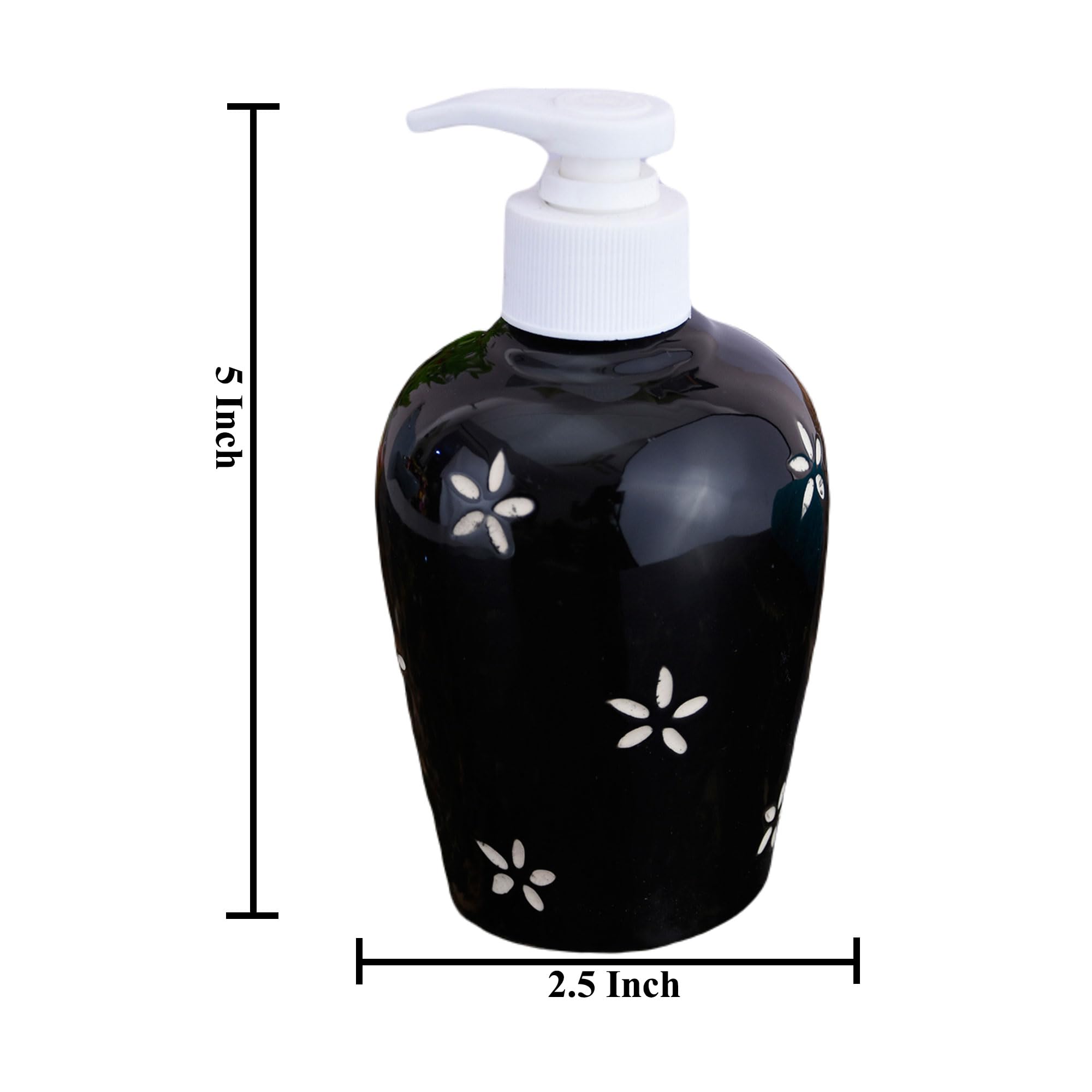 KunhaR Ceramic Long-Lasting Liquid Handwash Soap Dispenser for Bathroom | Handwash Bottle for Kitchen | Soap Dispenser for Wash Basin | Bathroom Accessories | 300 ml, Black Star, 2 Pieces - Image 2