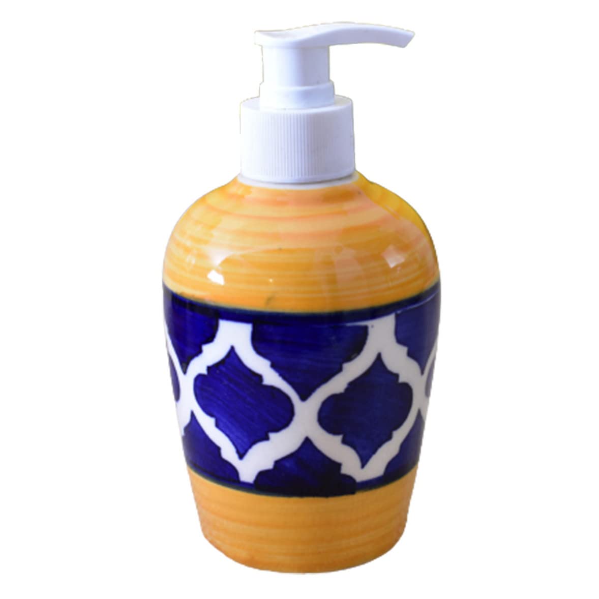 KunhaR Ceramic Liquid Soap Dispenser, 300 Ml, Yellow Blue - Image 4