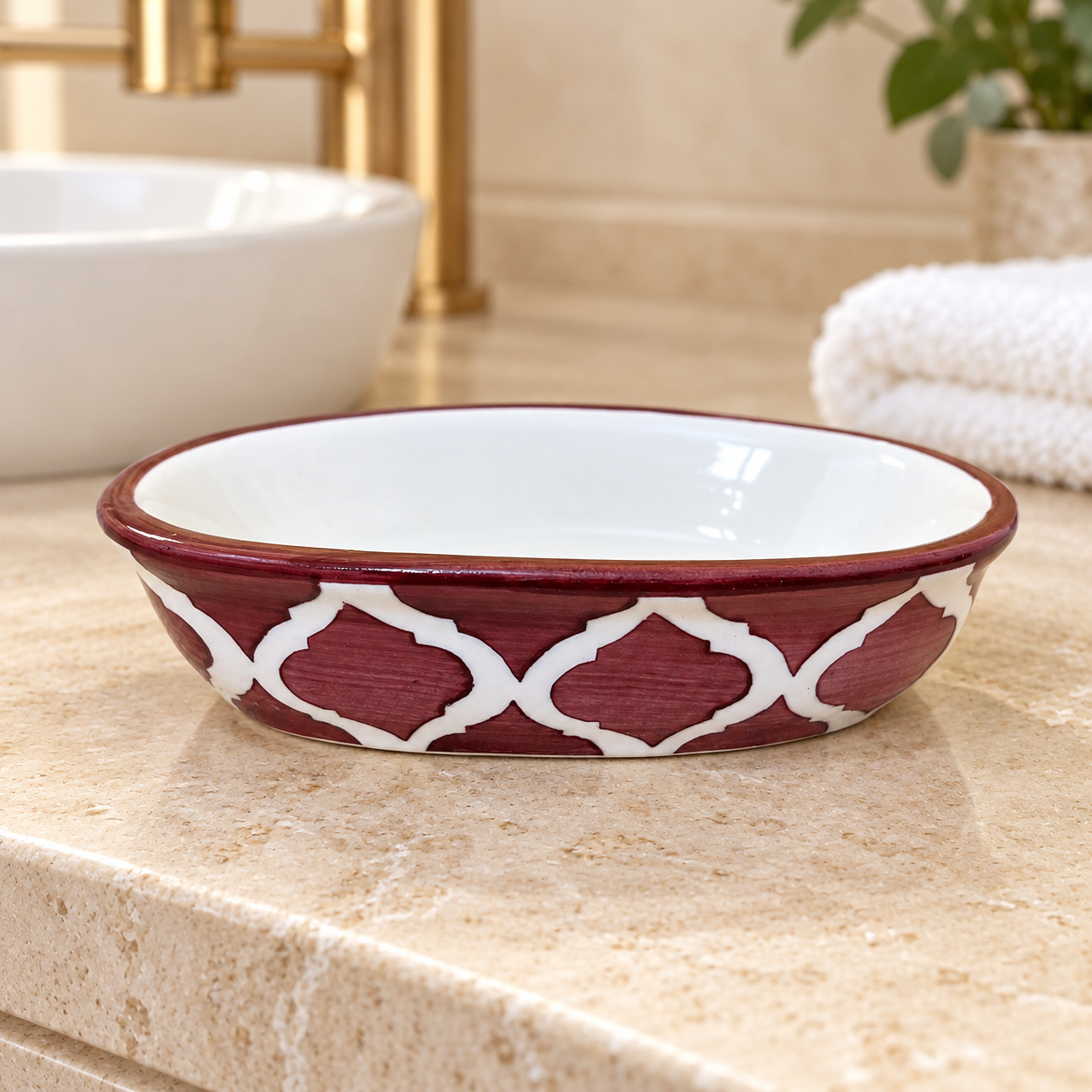 KunhaR Ceramic Soap Dish Holder, Ceramic Soap Dish Tray Holder, Purple Brown