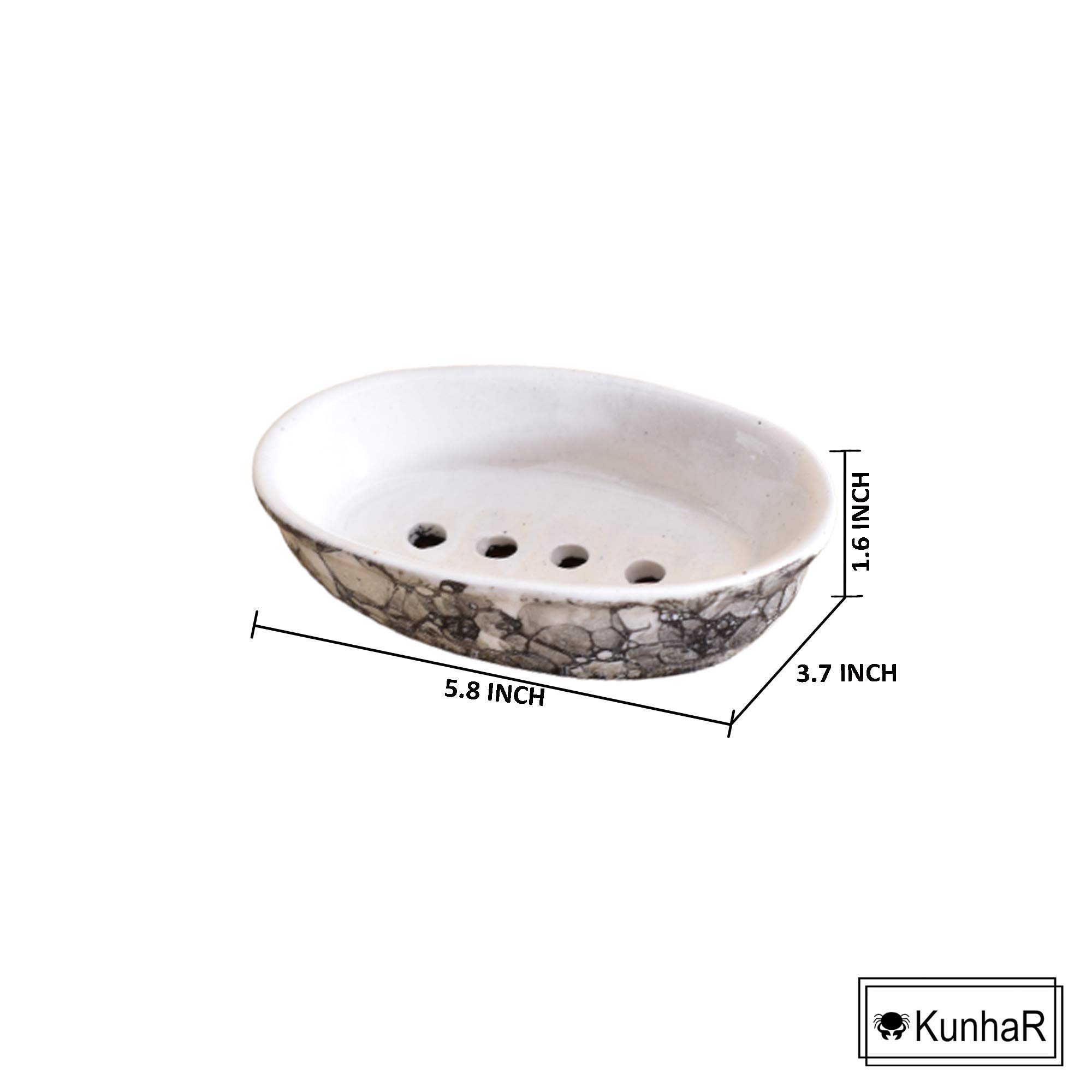 KunhaR Ceramic Soap Dish Holder, Ceramic Soap Dish Tray Holder — product view 3
