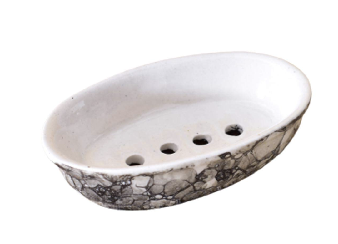 KunhaR Ceramic Soap Dish Holder, Ceramic Soap Dish Tray Holder