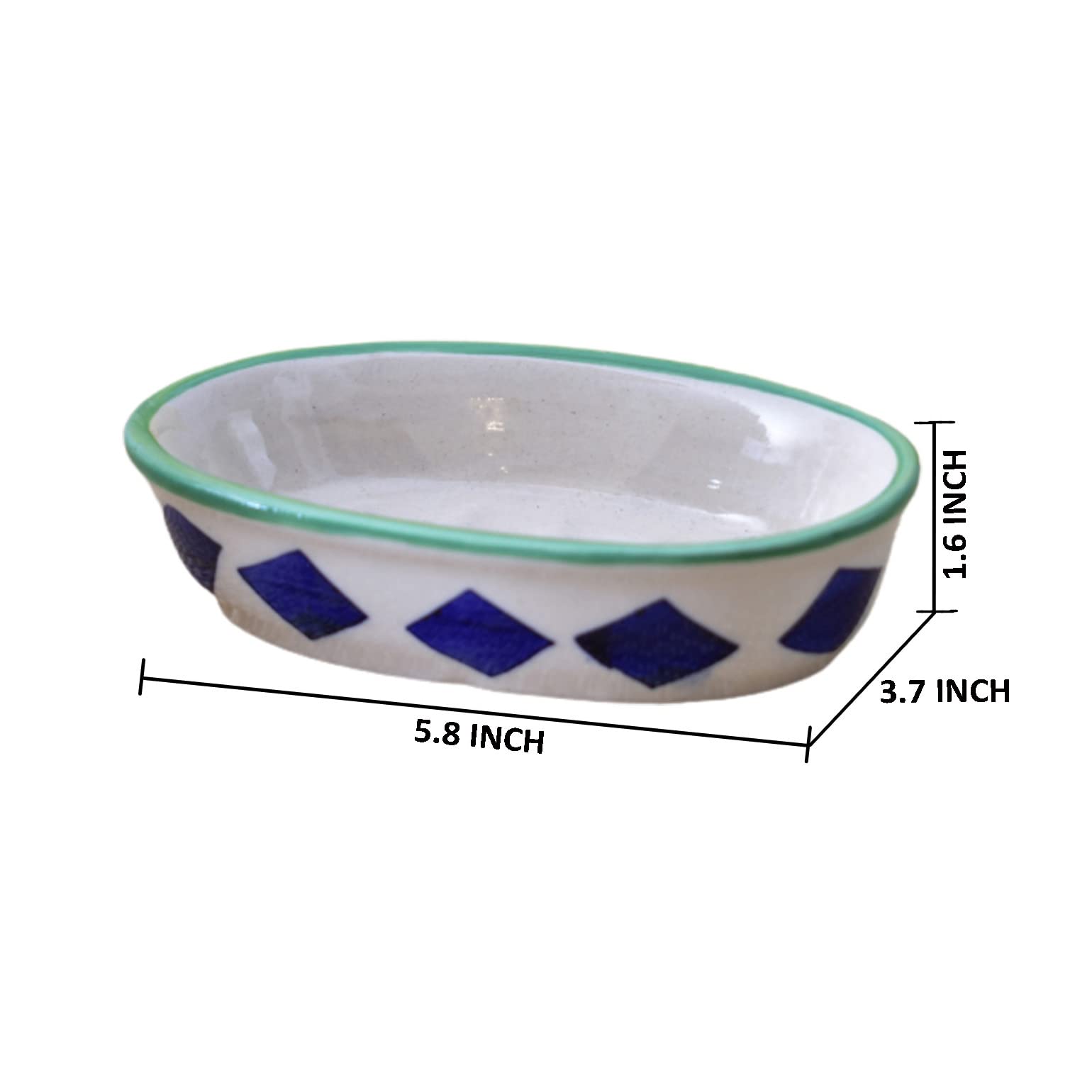 KunhaR Ceramic Soap Dish Holder, Ceramic Soap Dish Tray Holder,2 Pieces, White Blue - Image 2