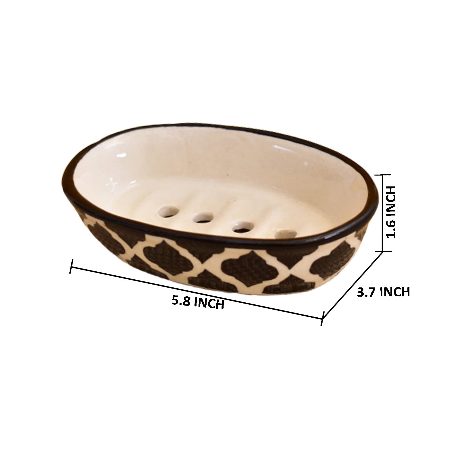 KunhaR Ceramic Soap Dish Holder, Ceramic Soap Dish Tray Holder,2 Pieces, Black Chidi - Image 2