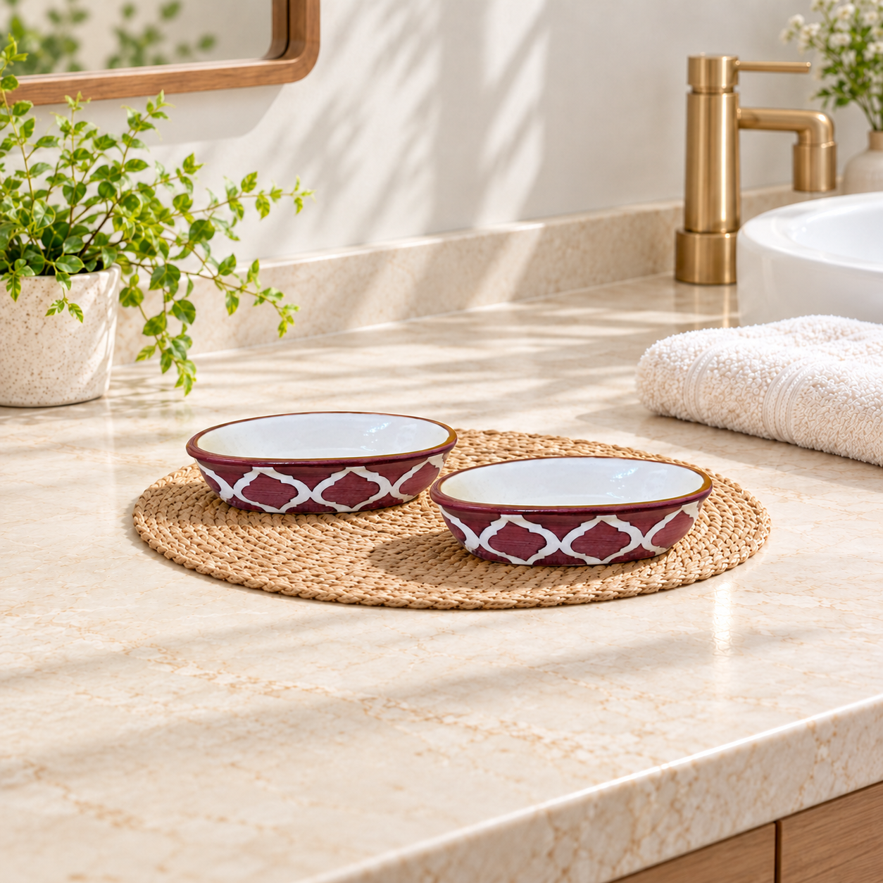 KunhaR Ceramic Soap Dish Holder, Ceramic Soap Dish Tray Holder,2 Pieces, Purple Brown