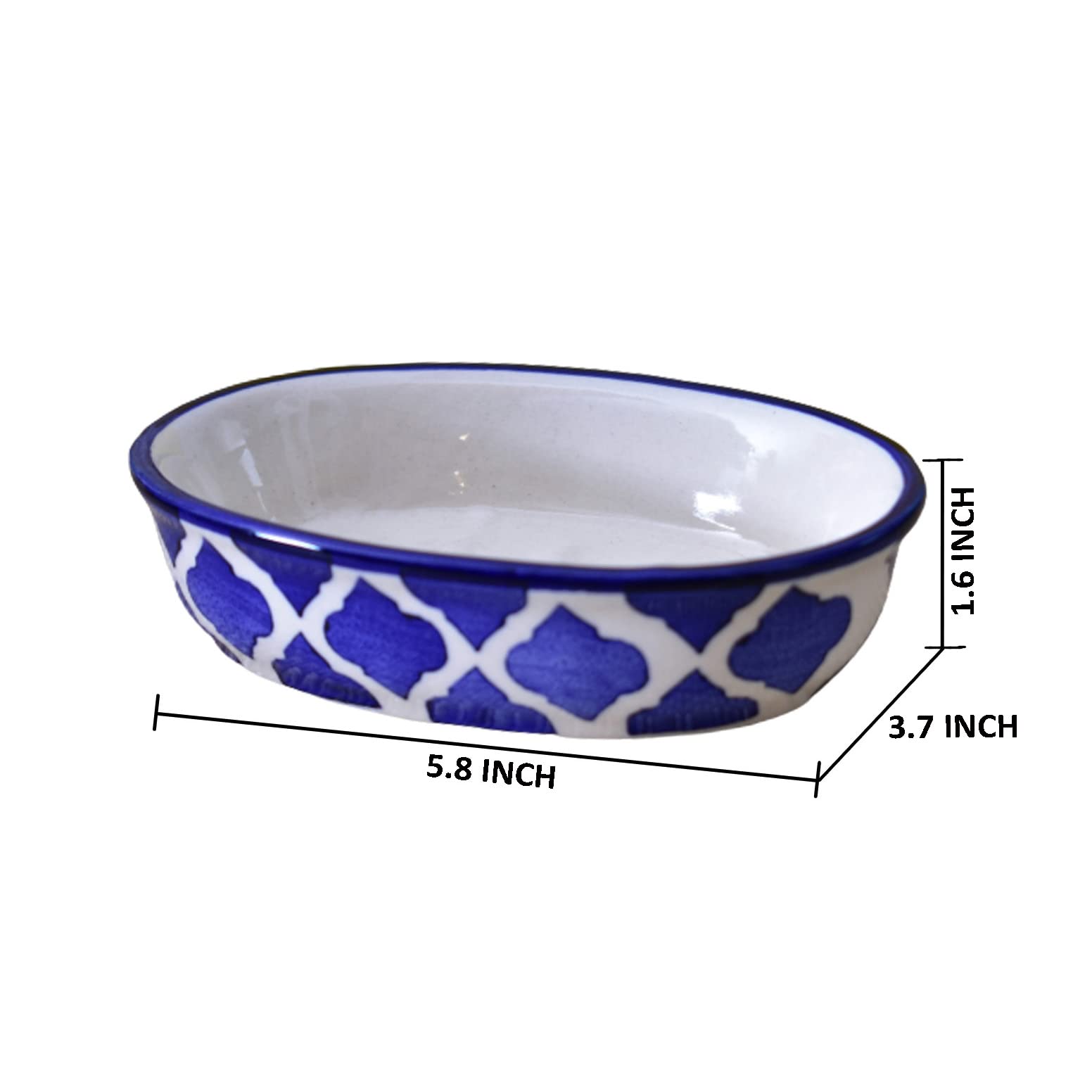 KunhaR Ceramic Soap Dish Holder, Ceramic Soap Dish Tray Holder,2 Pieces, Blue Chidi - Image 2