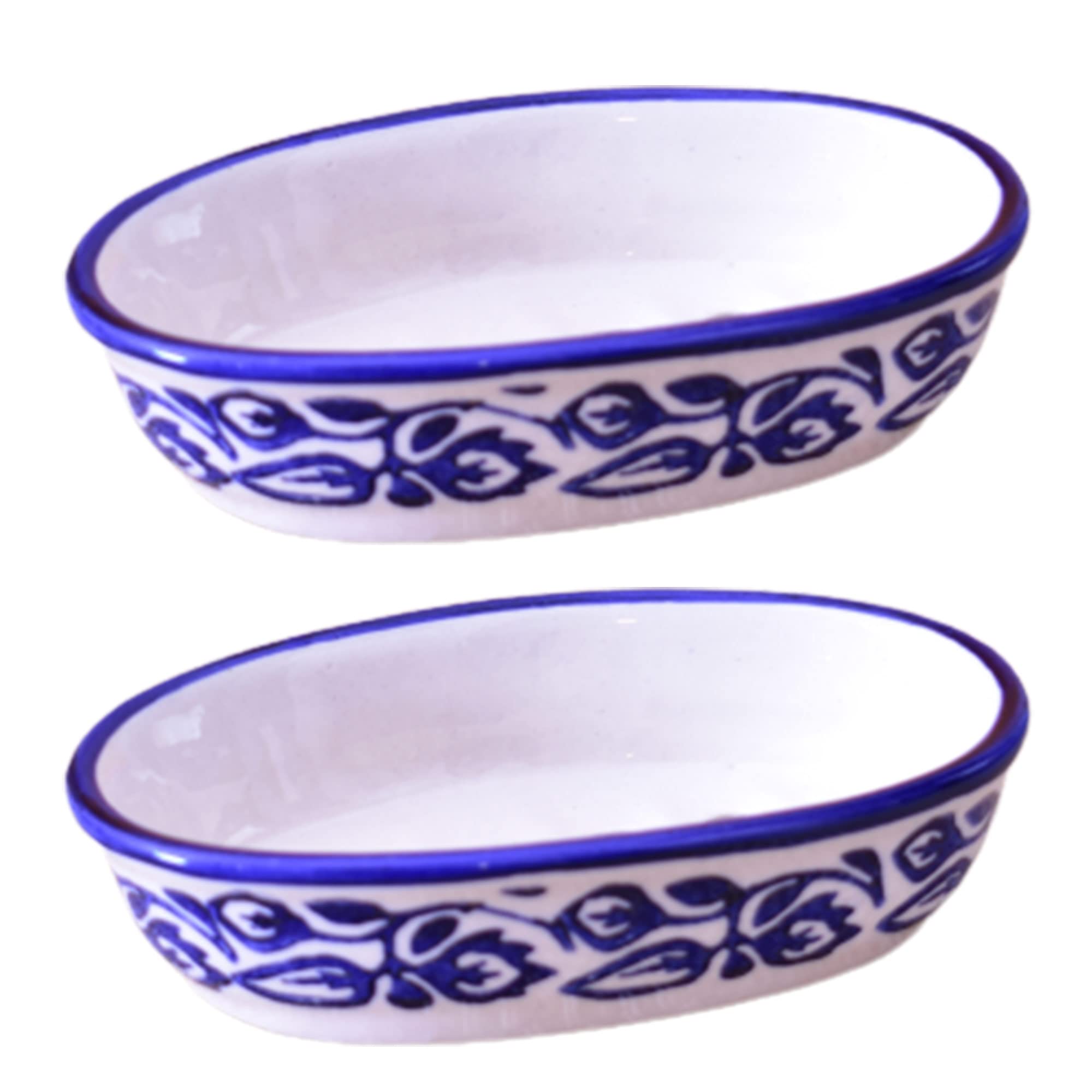 KunhaR Ceramic Soap Dish Holder, Ceramic Soap Dish Tray Holder,2 Pieces, Blue Vine — product view 1