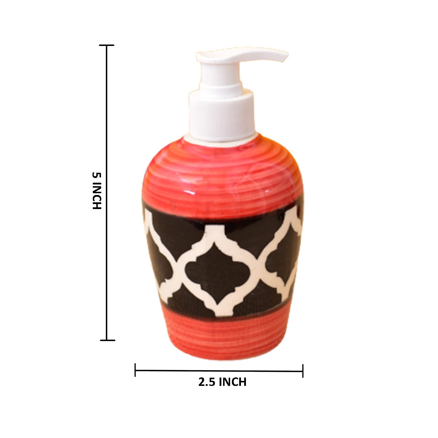 KunhaR Ceramic Liquid Soap Dispenser, 300 Ml, Red Black - Image 2