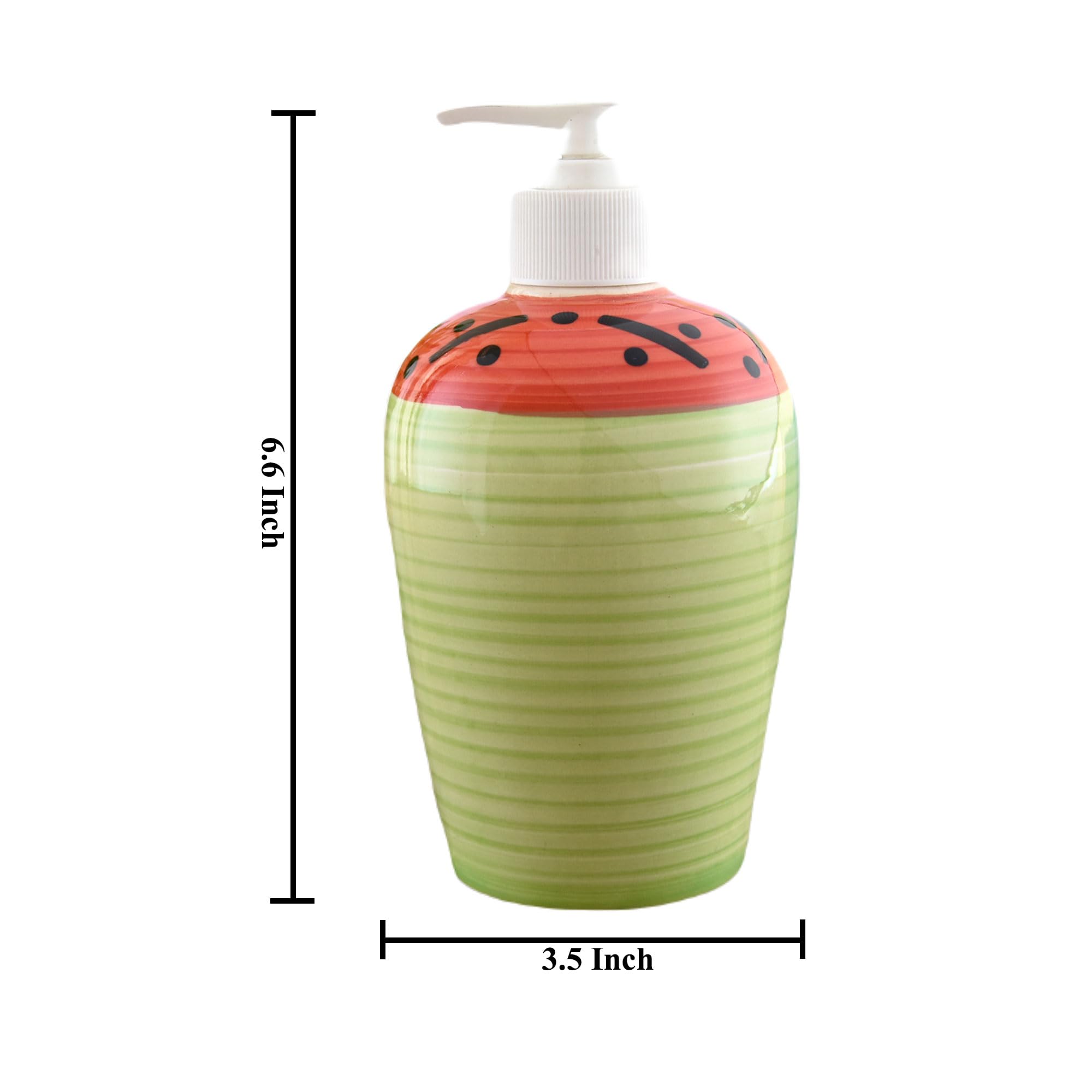KunhaR Ceramic Long-Lasting Liquid Handwash Soap Dispenser for Bathroom | Handwash Bottle for Kitchen | Soap Dispenser for Wash Basin | Bathroom Accessories - Green Red, 450ml - Image 2