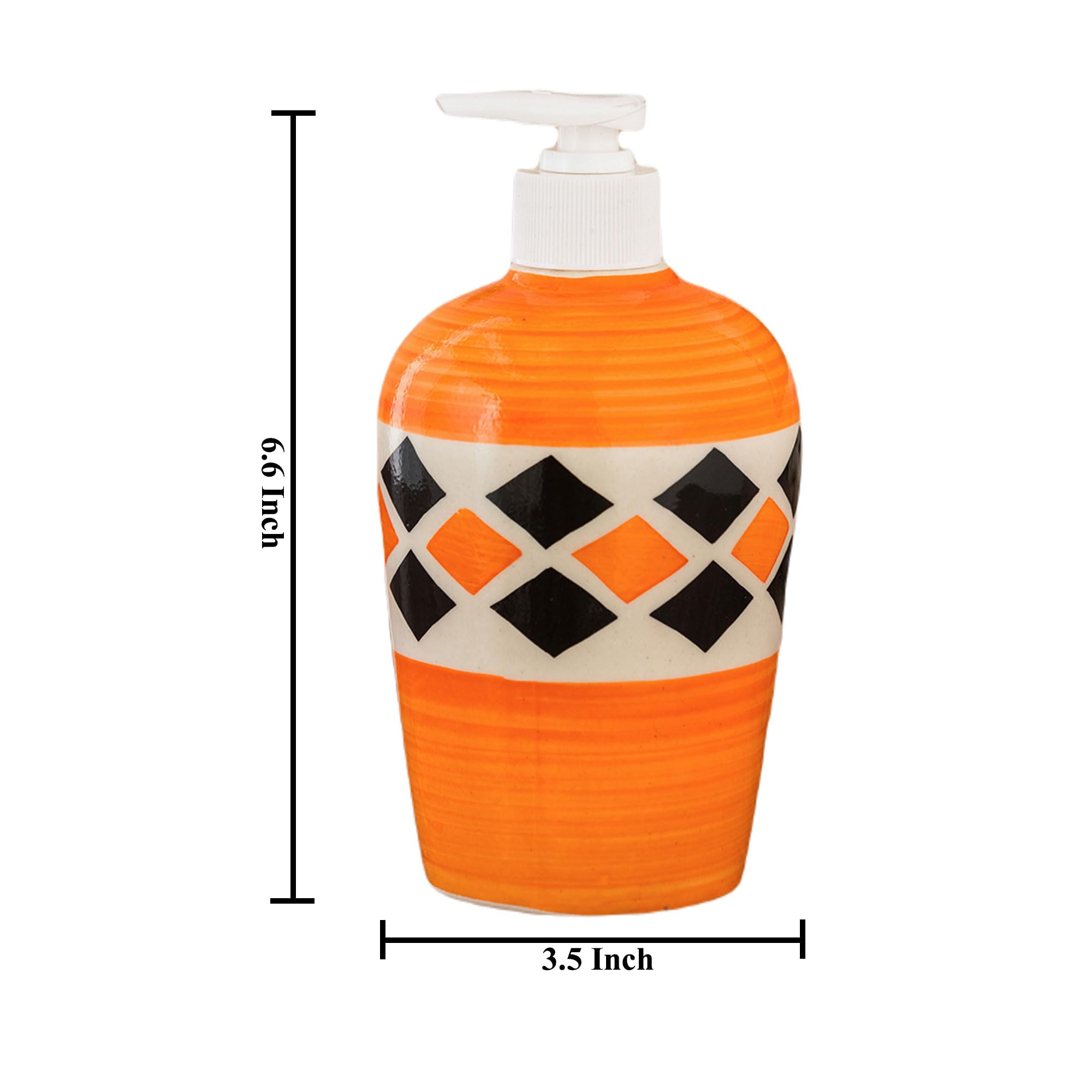 KunhaR Ceramic Long-Lasting Liquid Handwash Soap Dispenser for Bathroom | Handwash Bottle for Kitchen | Soap Dispenser for Wash Basin | Bathroom Accessories - Orange Brick, 450ml - Image 2