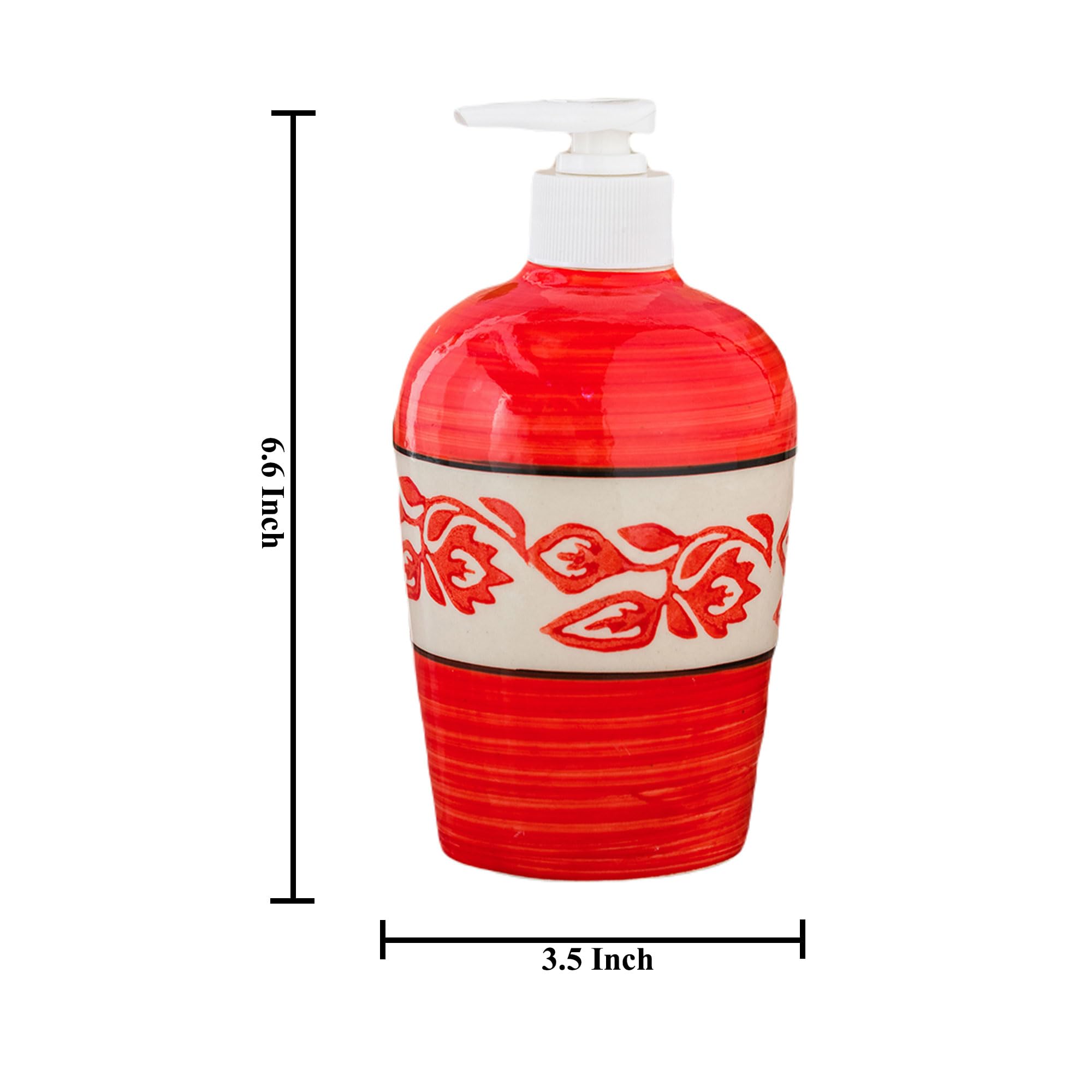 KunhaR Ceramic Long-Lasting Liquid Handwash Soap Dispenser for Bathroom | Handwash Bottle for Kitchen | Soap Dispenser for Wash Basin | Bathroom Accessories - Red Vine, 450ml - Image 2