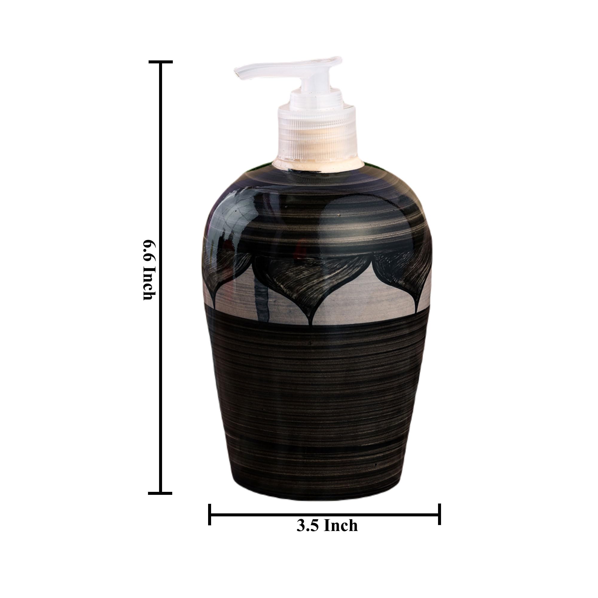 KunhaR Ceramic Long-Lasting Liquid Handwash Soap Dispenser for Bathroom | Handwash Bottle for Kitchen | Soap Dispenser for Wash Basin | Bathroom Accessories - Black, 450ml - Image 2