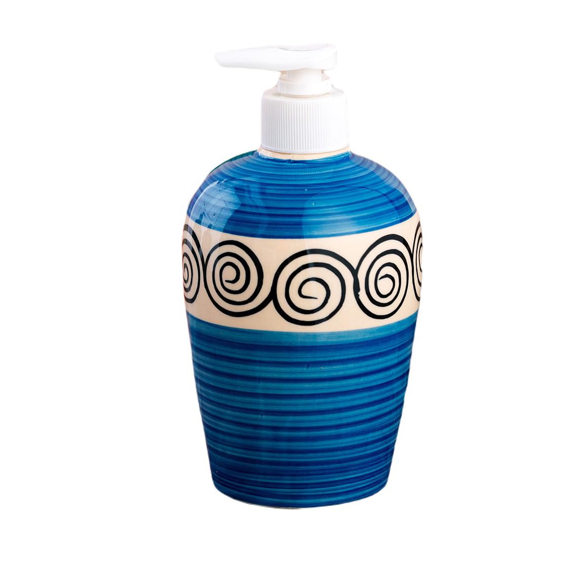 KunhaR Ceramic Long-Lasting Liquid Handwash Soap Dispenser for Bathroom | Handwash Bottle for Kitchen | Soap Dispenser for Wash Basin | Bathroom Accessories - SkyBlue Line, 450ml - Image 3