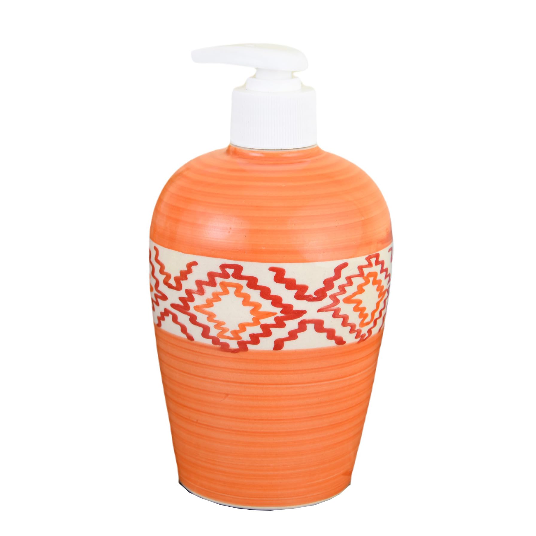 KunhaR Ceramic Long-Lasting Liquid Handwash Soap Dispenser for Bathroom | Handwash Bottle for Kitchen | Soap Dispenser for Wash Basin | Bathroom Accessories - Orange, 450ml - Image 3