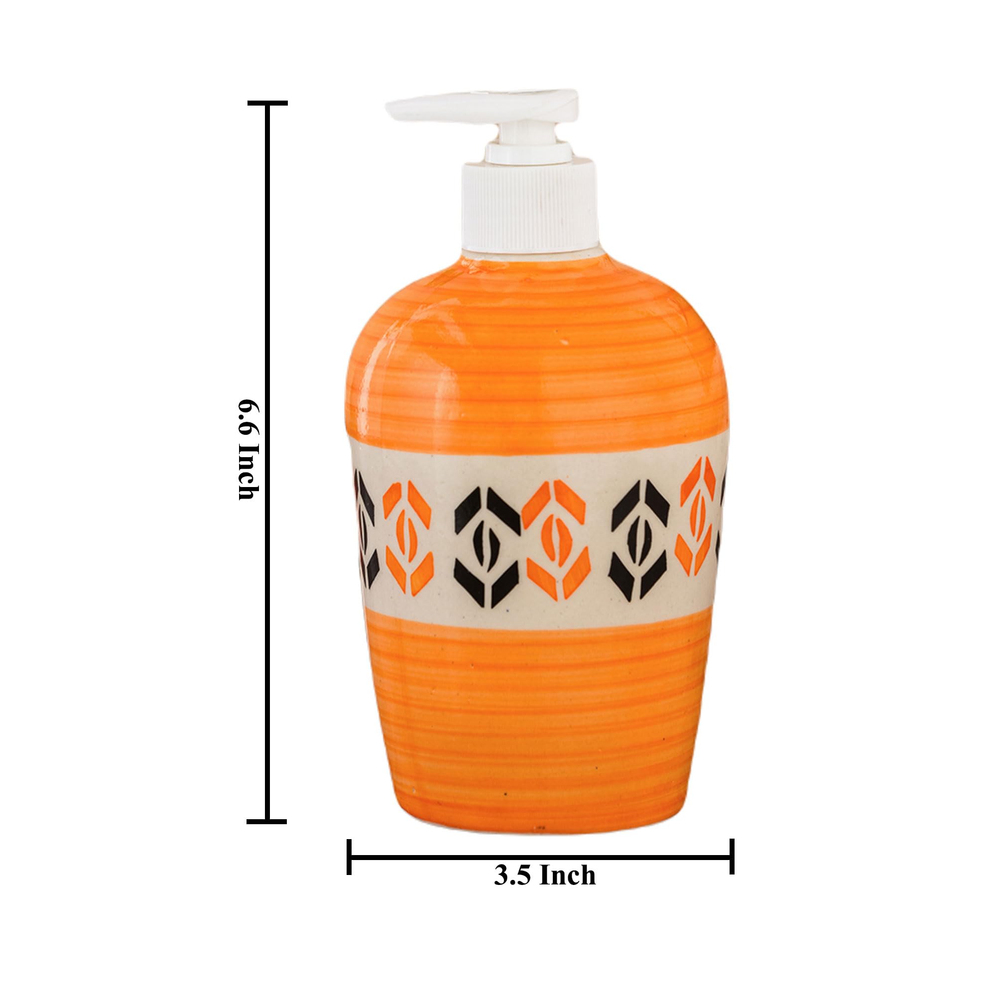 KunhaR Ceramic Long-Lasting Liquid Handwash Soap Dispenser for Bathroom | Handwash Bottle for Kitchen | Soap Dispenser for Wash Basin | Bathroom Accessories - Orange, 450ml - Image 2