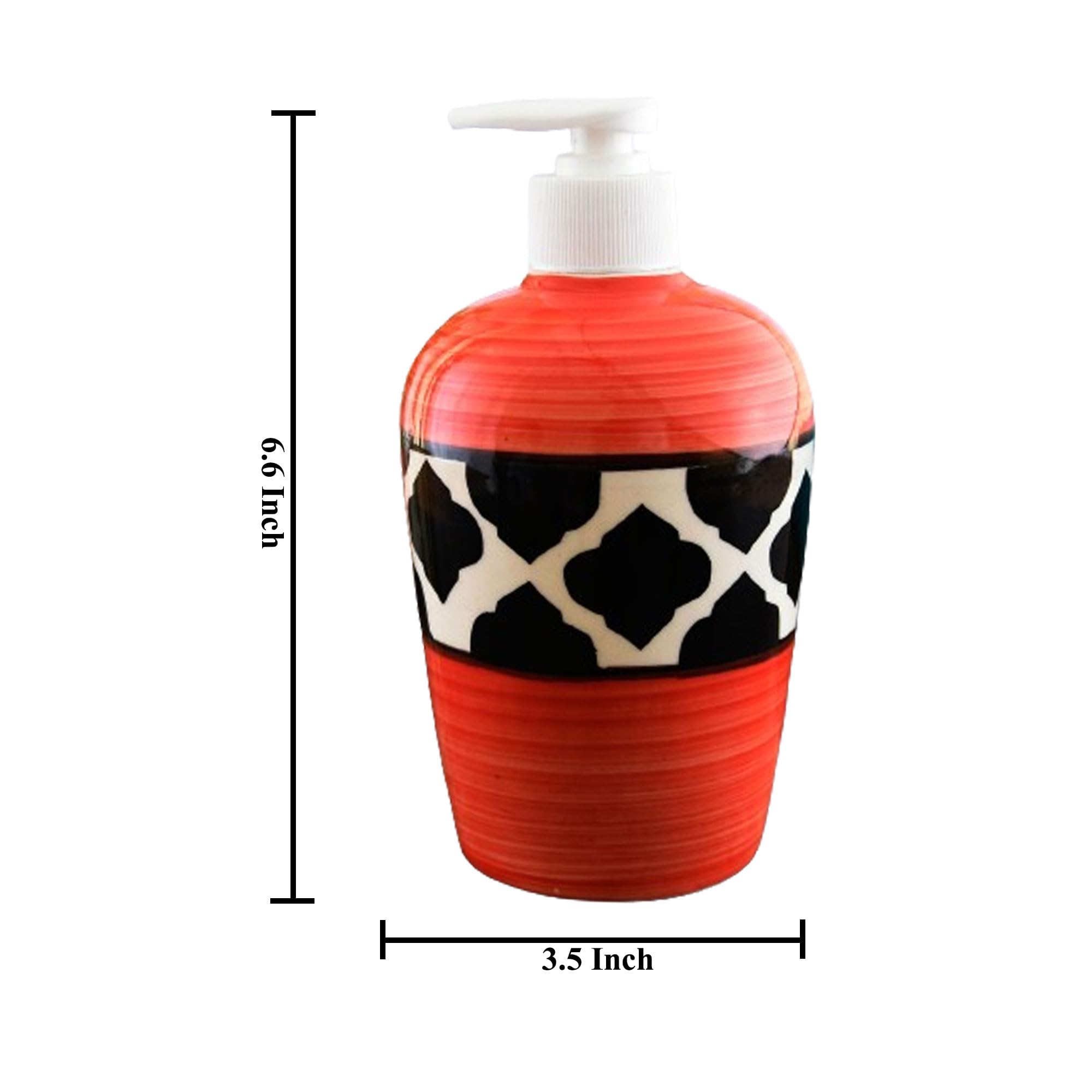 KunhaR Ceramic Liquid Soap Dispenser, Handwash Dispenser - Red Black Chidi, 450ml - Image 2