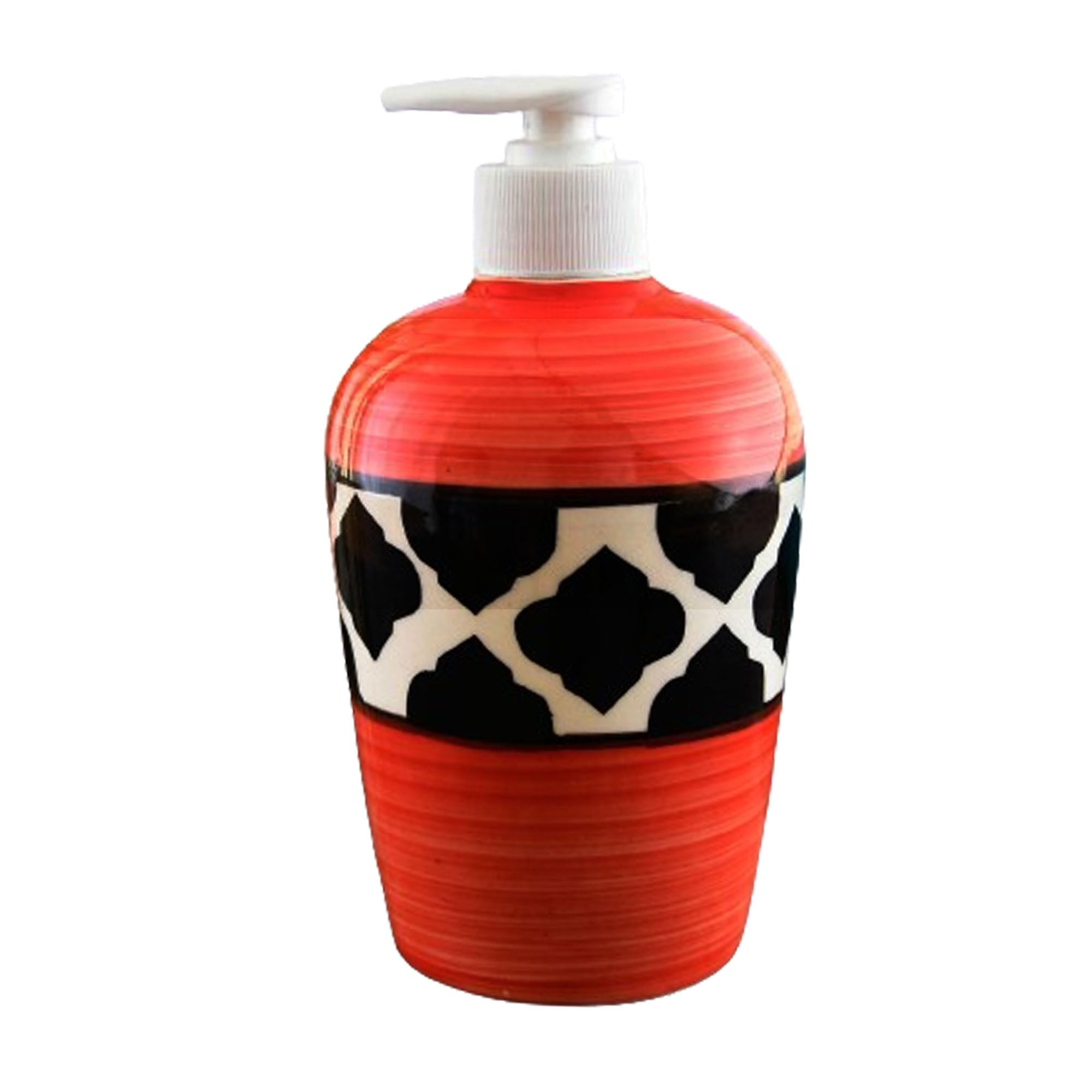 KunhaR Ceramic Liquid Soap Dispenser, Handwash Dispenser - Red Black Chidi, 450ml - Image 3
