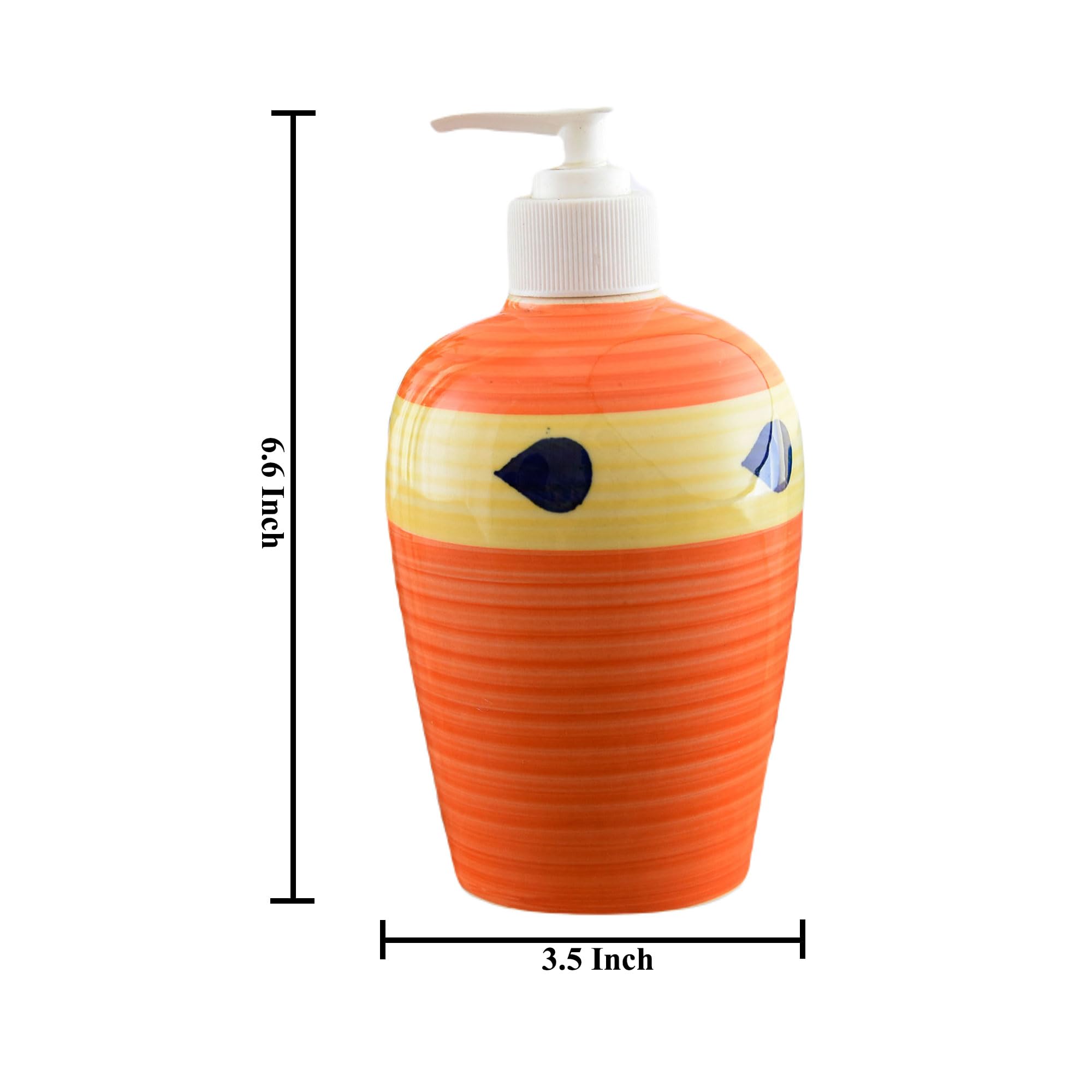 KunhaR Ceramic Liquid Soap Dispenser, Handwash Dispenser - Orange Yellow, 450ml - Image 2