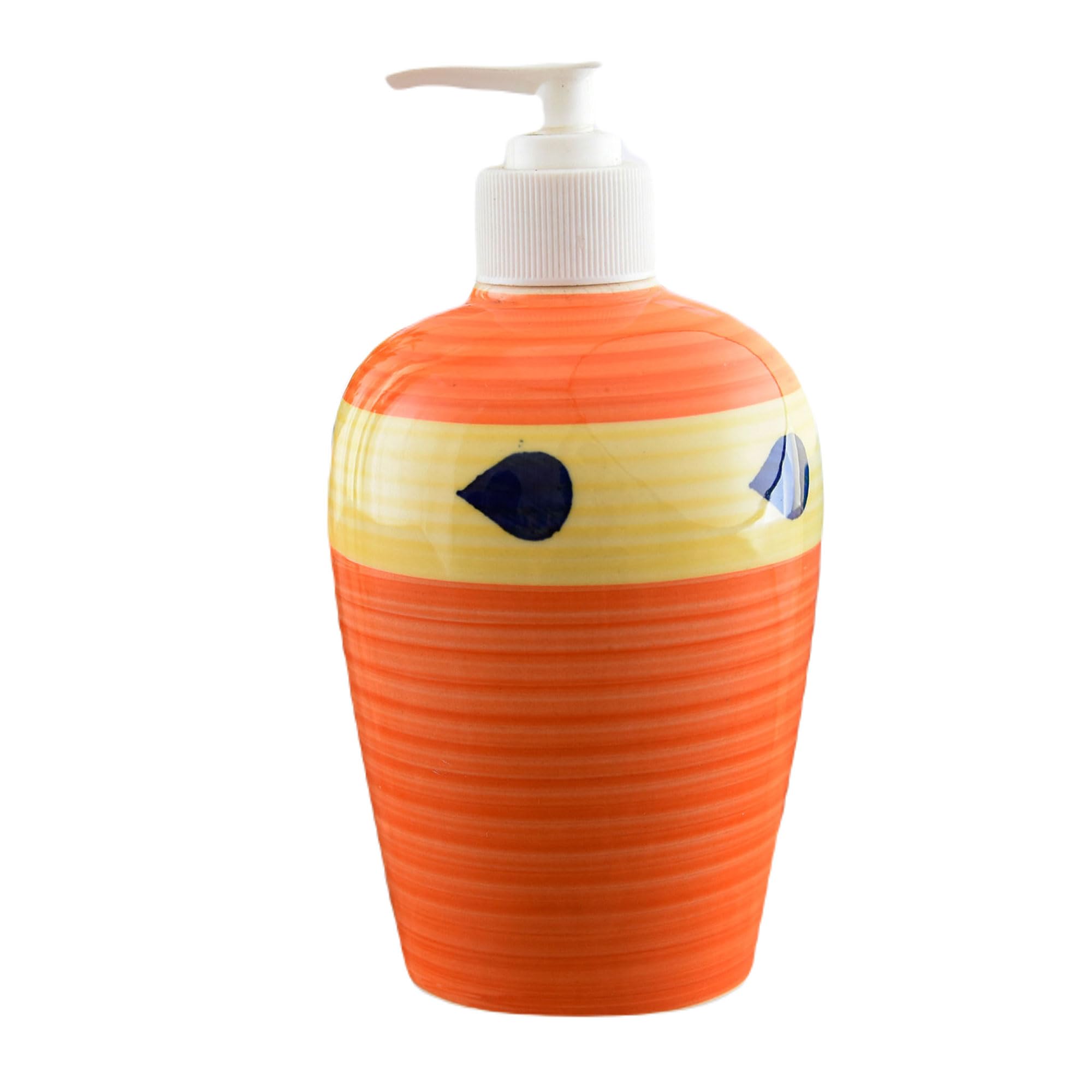 KunhaR Ceramic Liquid Soap Dispenser, Handwash Dispenser - Orange Yellow, 450ml - Image 3