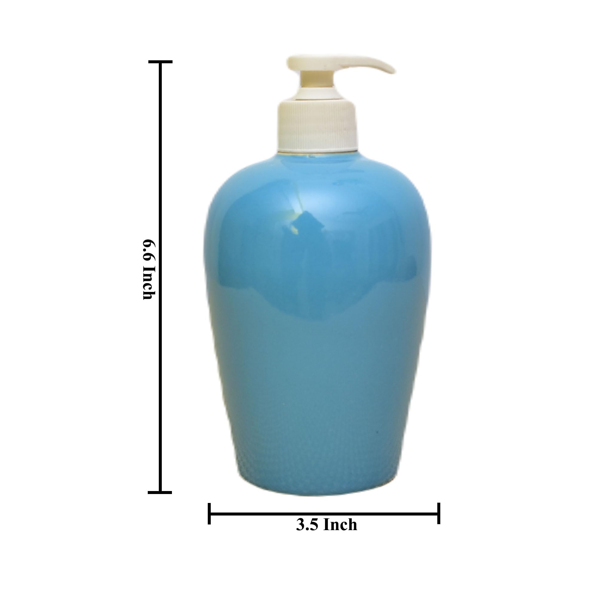 KunhaR Ceramic Long-Lasting Liquid Handwash Soap Dispenser for Bathroom | Handwash Bottle for Kitchen | Soap Dispenser for Wash Basin | Bathroom Accessories | 450 ml, 1 Piece, Wedgewood - Image 2