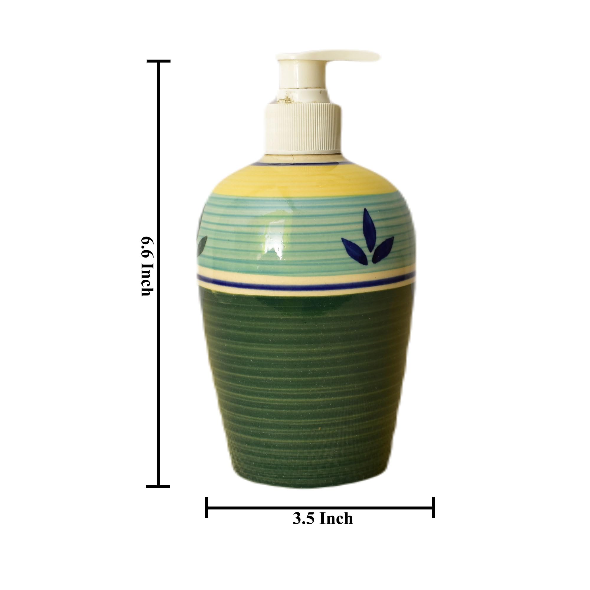 KunhaR Ceramic Long-Lasting Liquid Handwash Soap Dispenser for Bathroom | Handwash Bottle for Kitchen | Soap Dispenser for Wash Basin | Bathroom Accessories | 450 ml, 1 Piece, Racing Green - Image 2