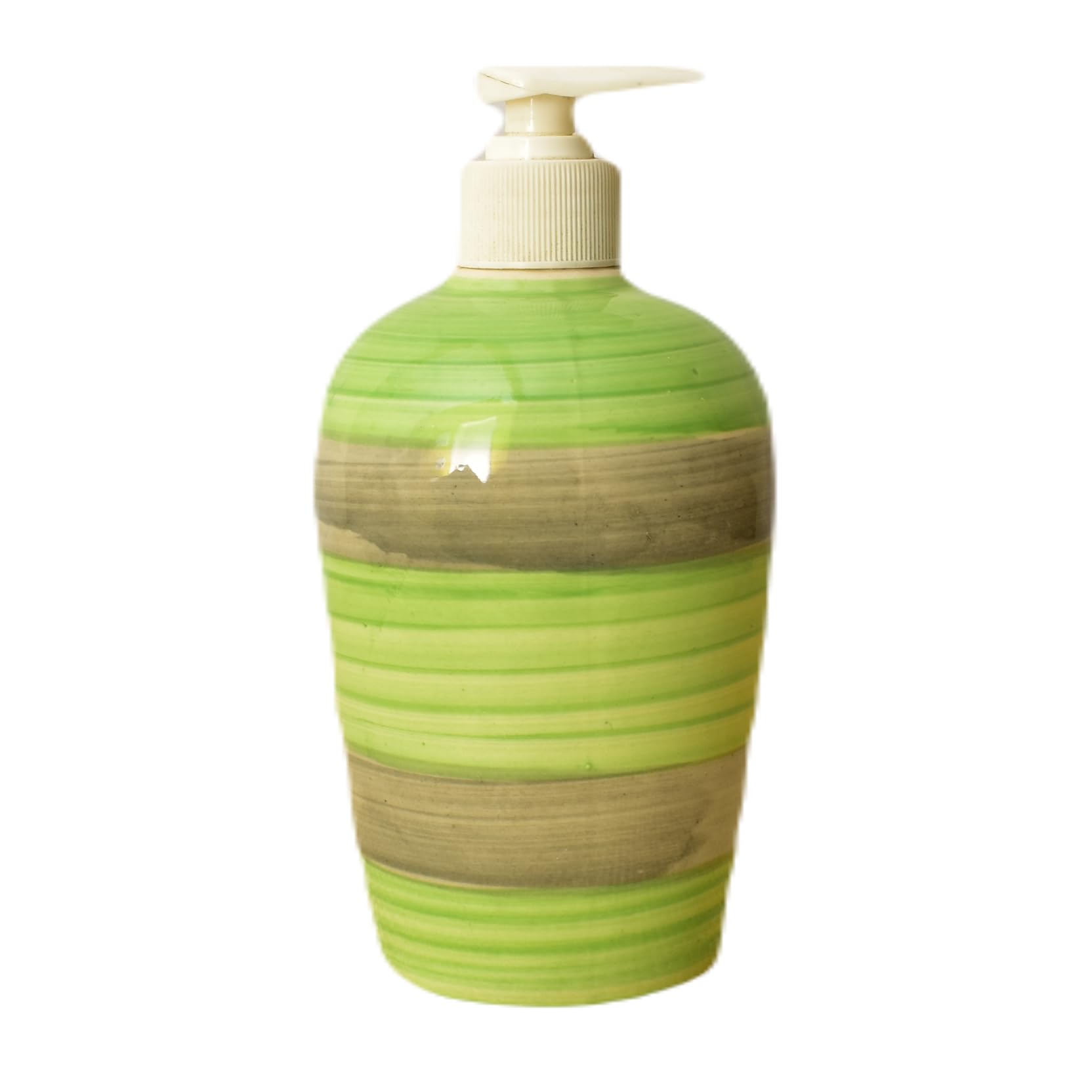 KunhaR Ceramic Long-Lasting Liquid Handwash Soap Dispenser for Bathroom | Handwash Bottle for Kitchen | Soap Dispenser for Wash Basin | Bathroom Accessories | 450 ml, 1 Piece, Muddy Green - Image 3