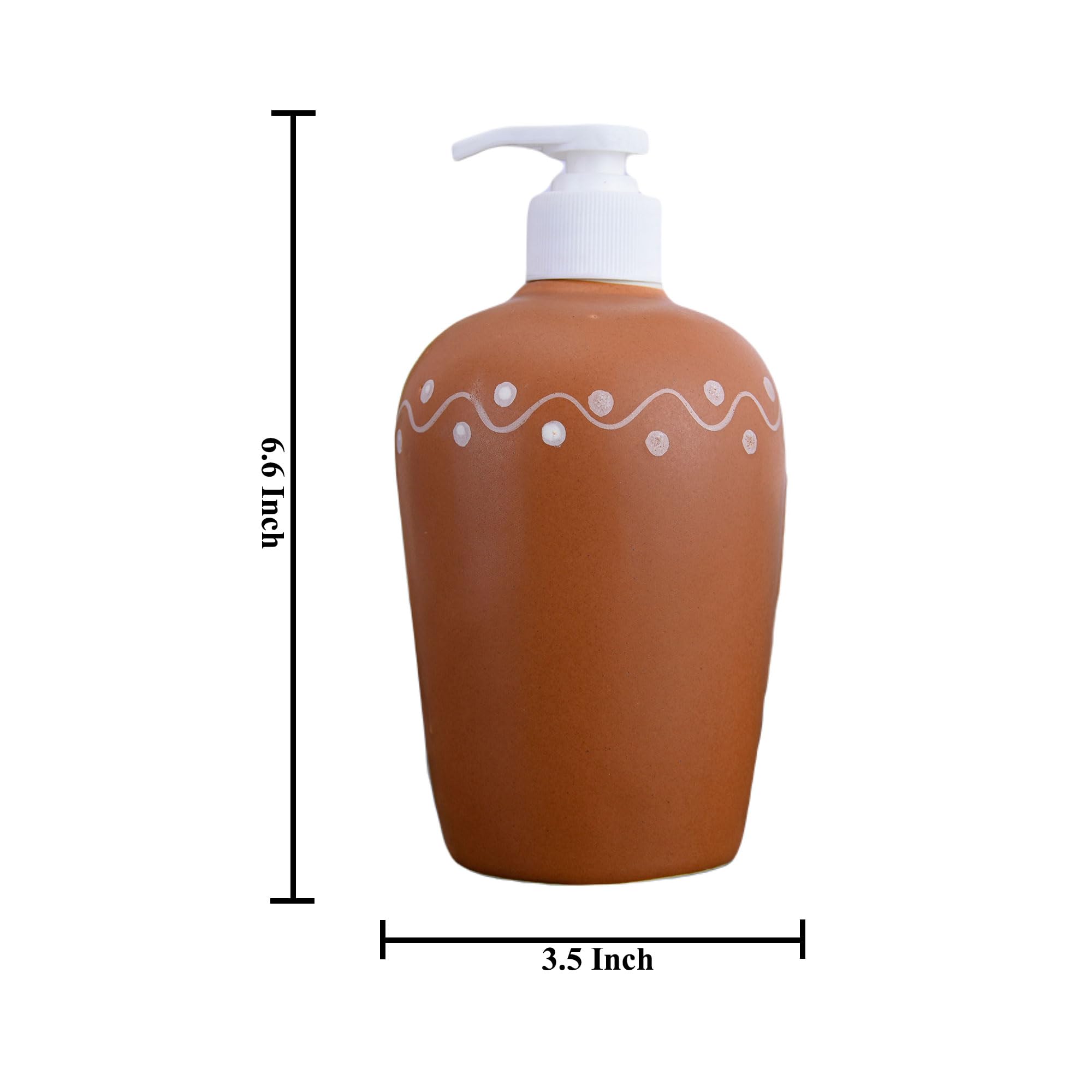 KunhaR Ceramic Liquid Soap Dispenser - Terracotta, 450ml, 2 Pieces - Image 2