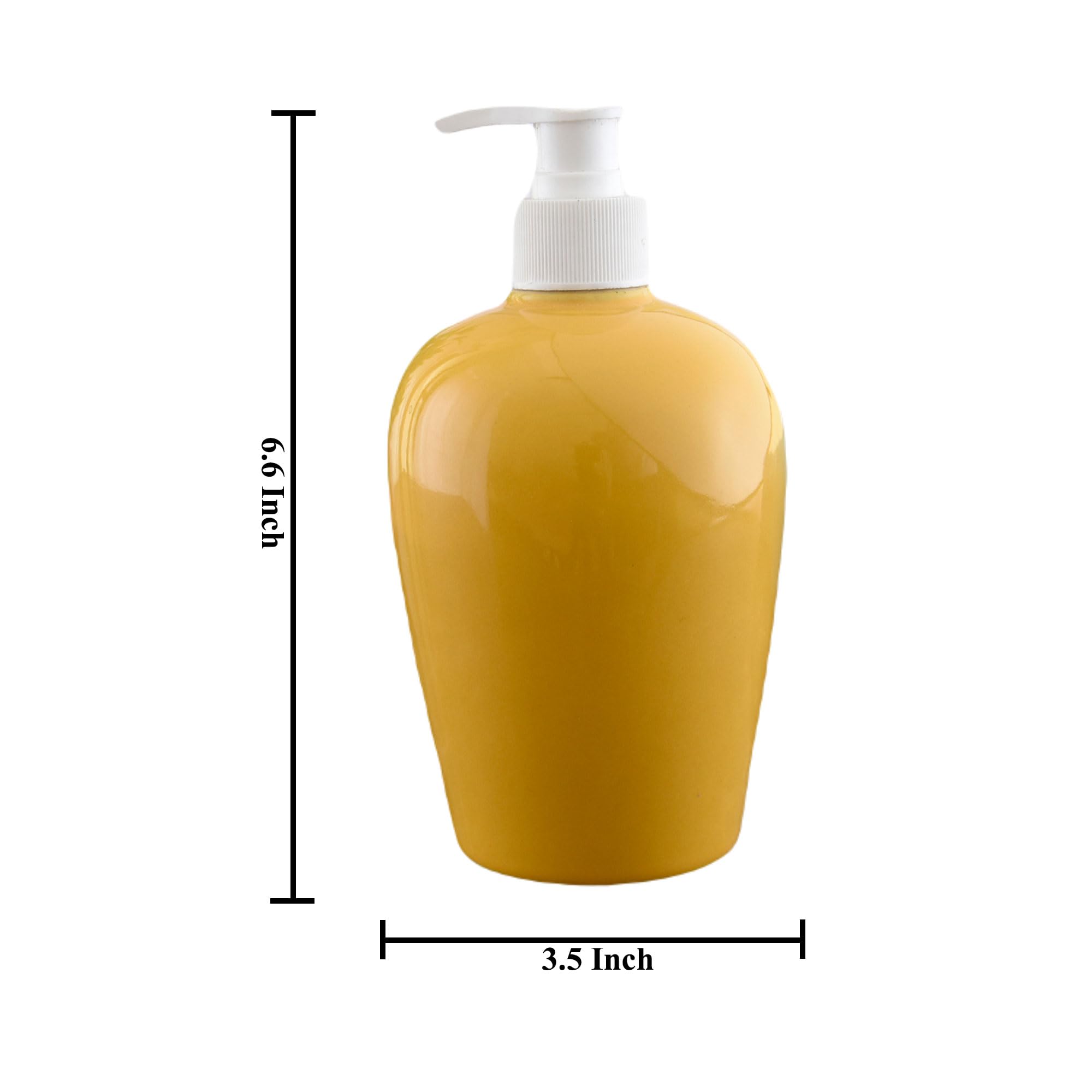 KunhaR Ceramic Liquid Soap Dispenser - Yellow Plane, 450ml, 2 Pieces - Image 2