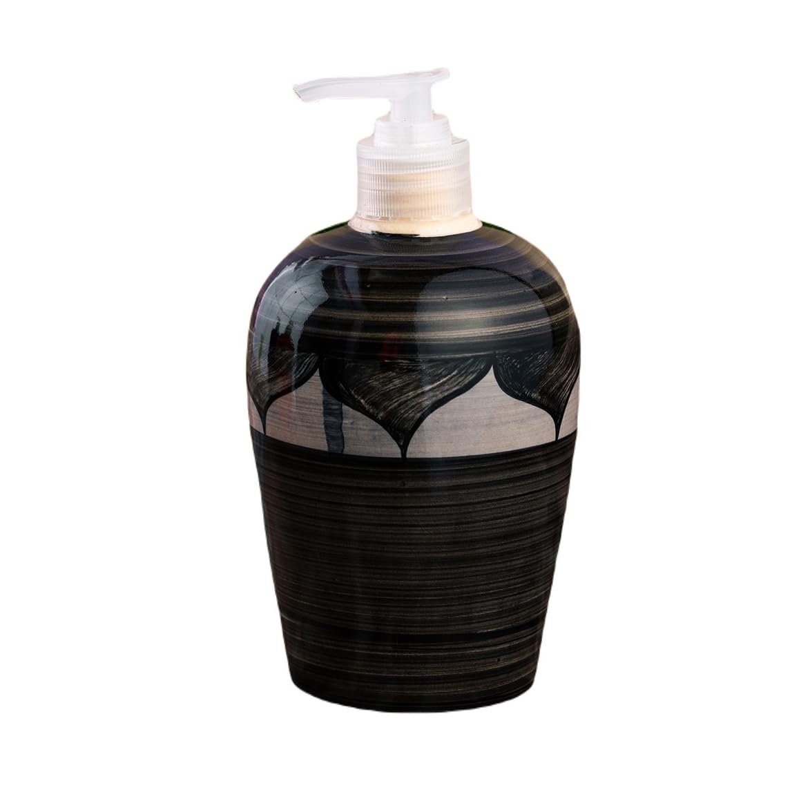 KunhaR Ceramic Liquid Soap Dispenser - Black, 450ml, 2 Pieces - Image 3