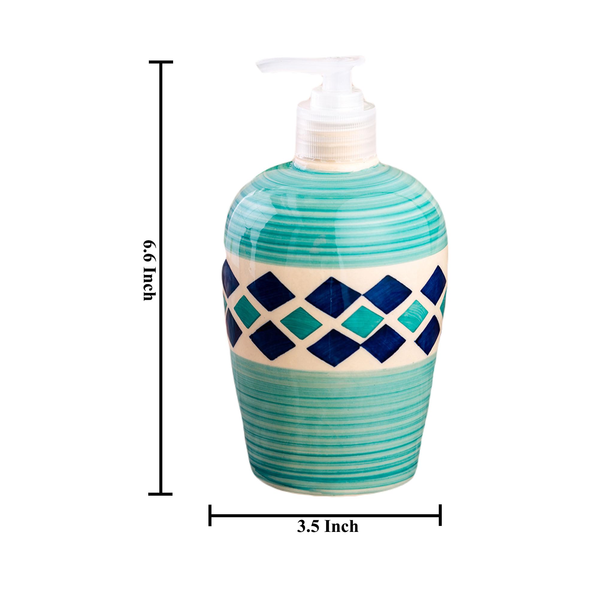 KunhaR Ceramic Liquid Soap Dispenser - SkyBlue Brick, 450ml, 2 Pieces - Image 2