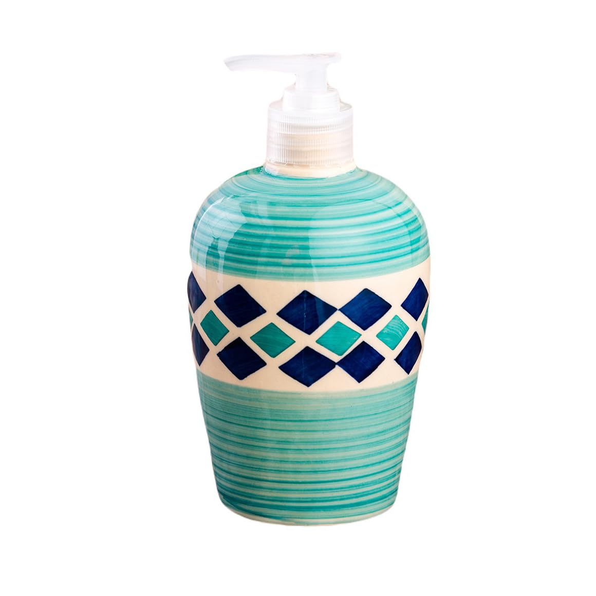 KunhaR Ceramic Liquid Soap Dispenser - SkyBlue Brick, 450ml, 2 Pieces - Image 3