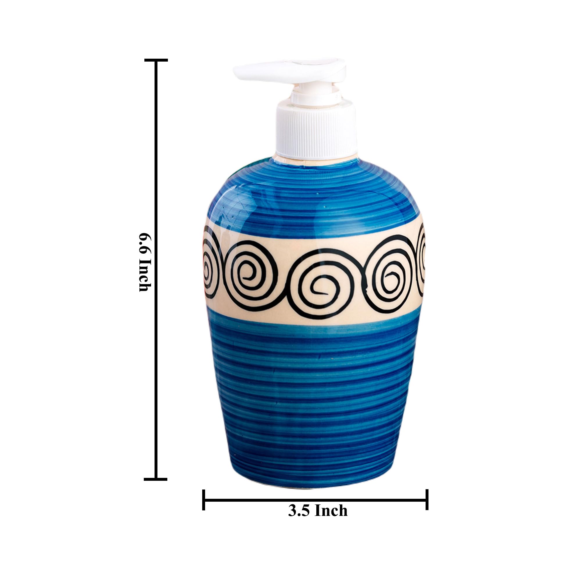 KunhaR Ceramic Liquid Soap Dispenser - SkyBlue Line, 450ml, 2 Pieces - Image 2